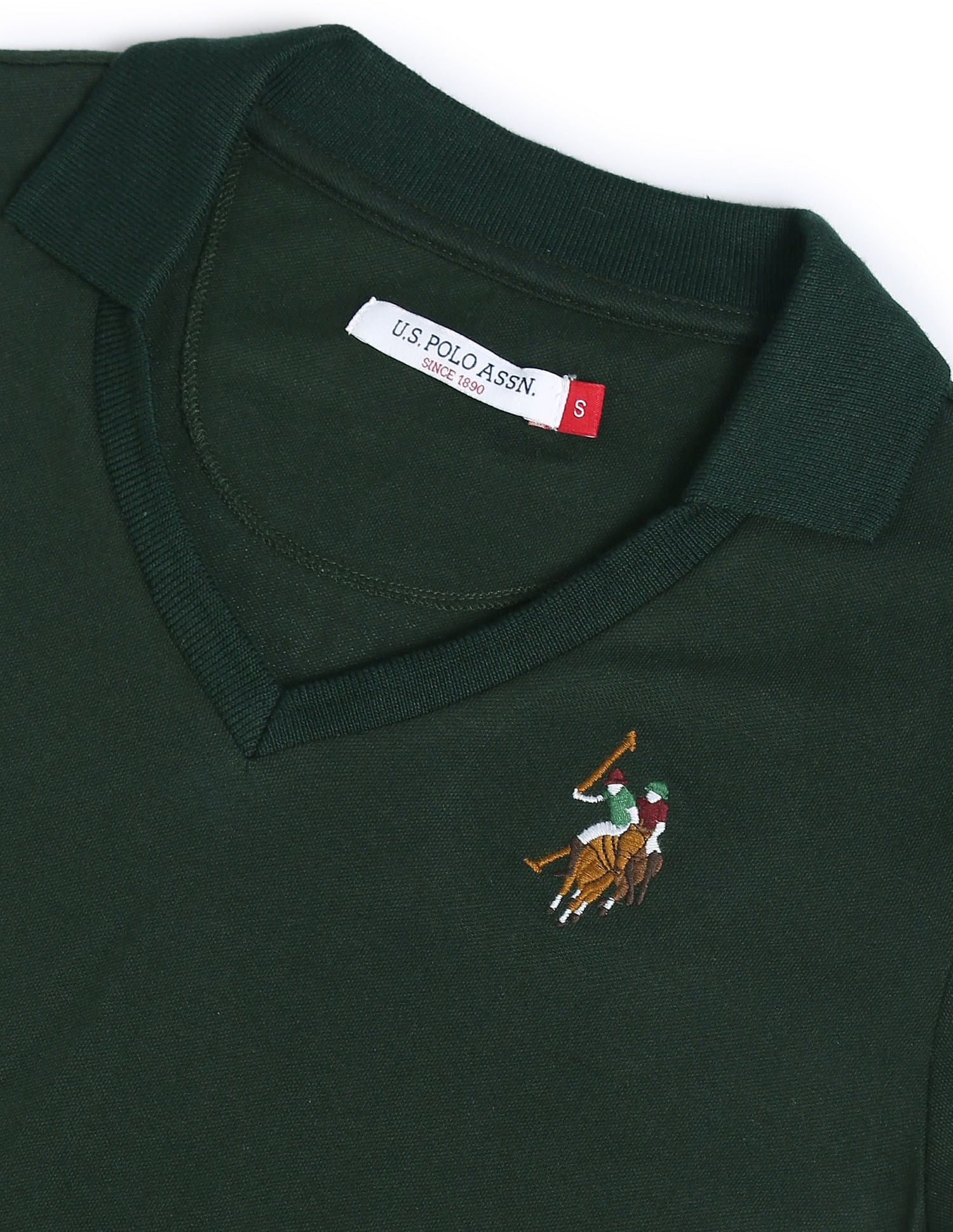 Notch Neck Pique Polo Shirt Dark Green - U.S. POLO ASSN. | Large