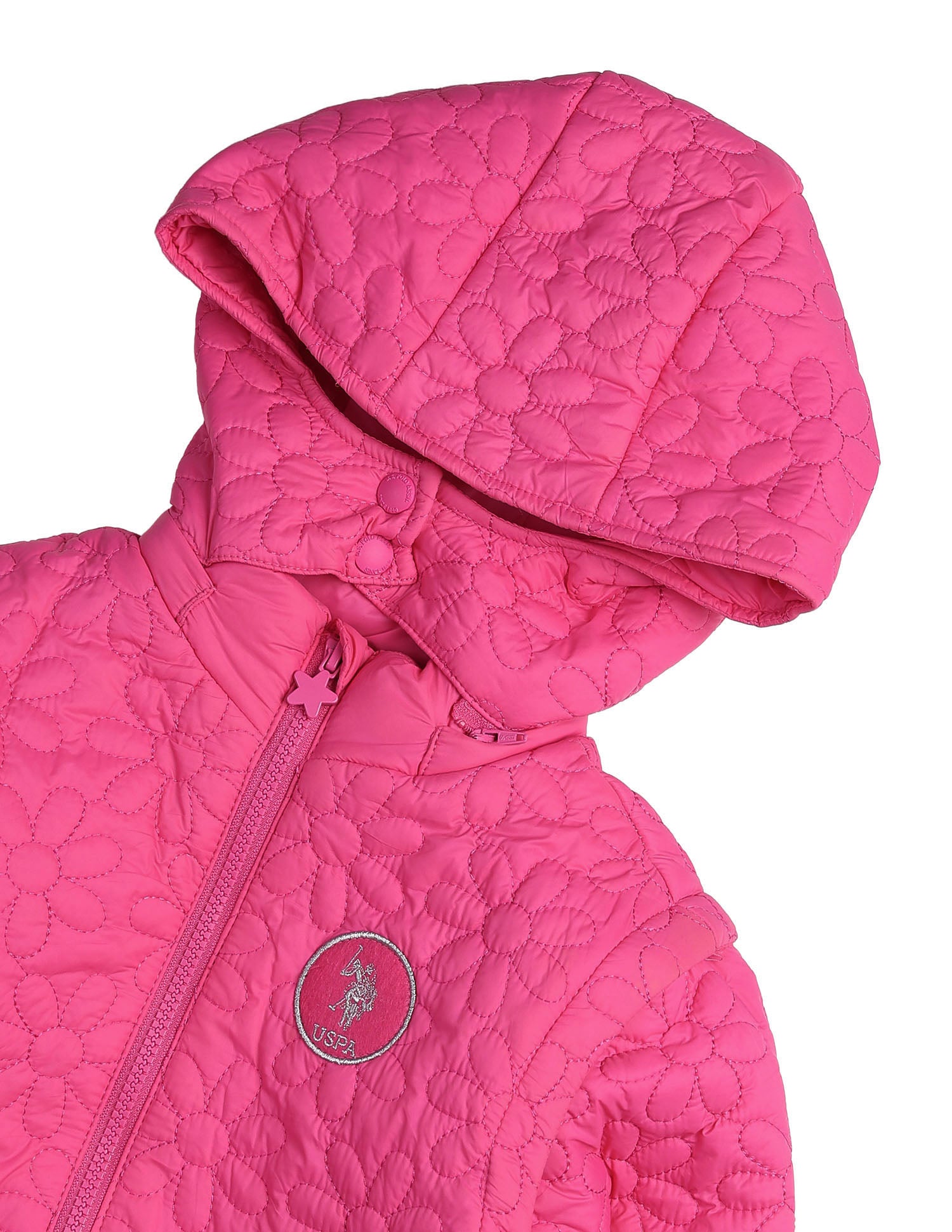 Girls Detachable Hood And Sleeve Jacket Pink - U.S. POLO ASSN. | Large