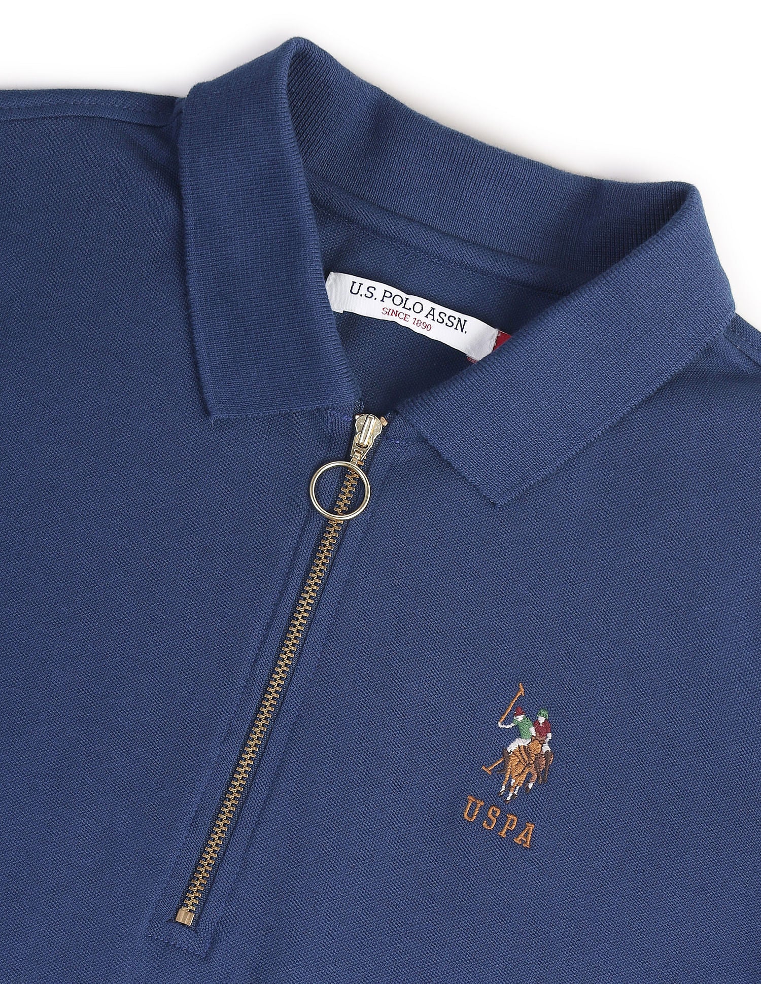 Pique Zipper Polo Shirt Navy - U.S. POLO ASSN. | Large