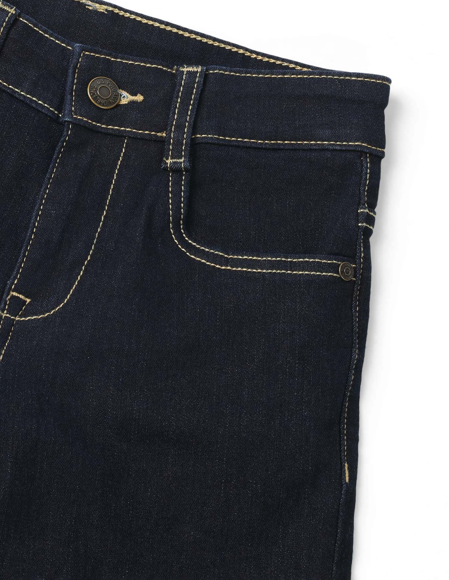 Boys Mid Rise Relaxed Fit Jeans Dark Blue - U.S. POLO ASSN. | Large