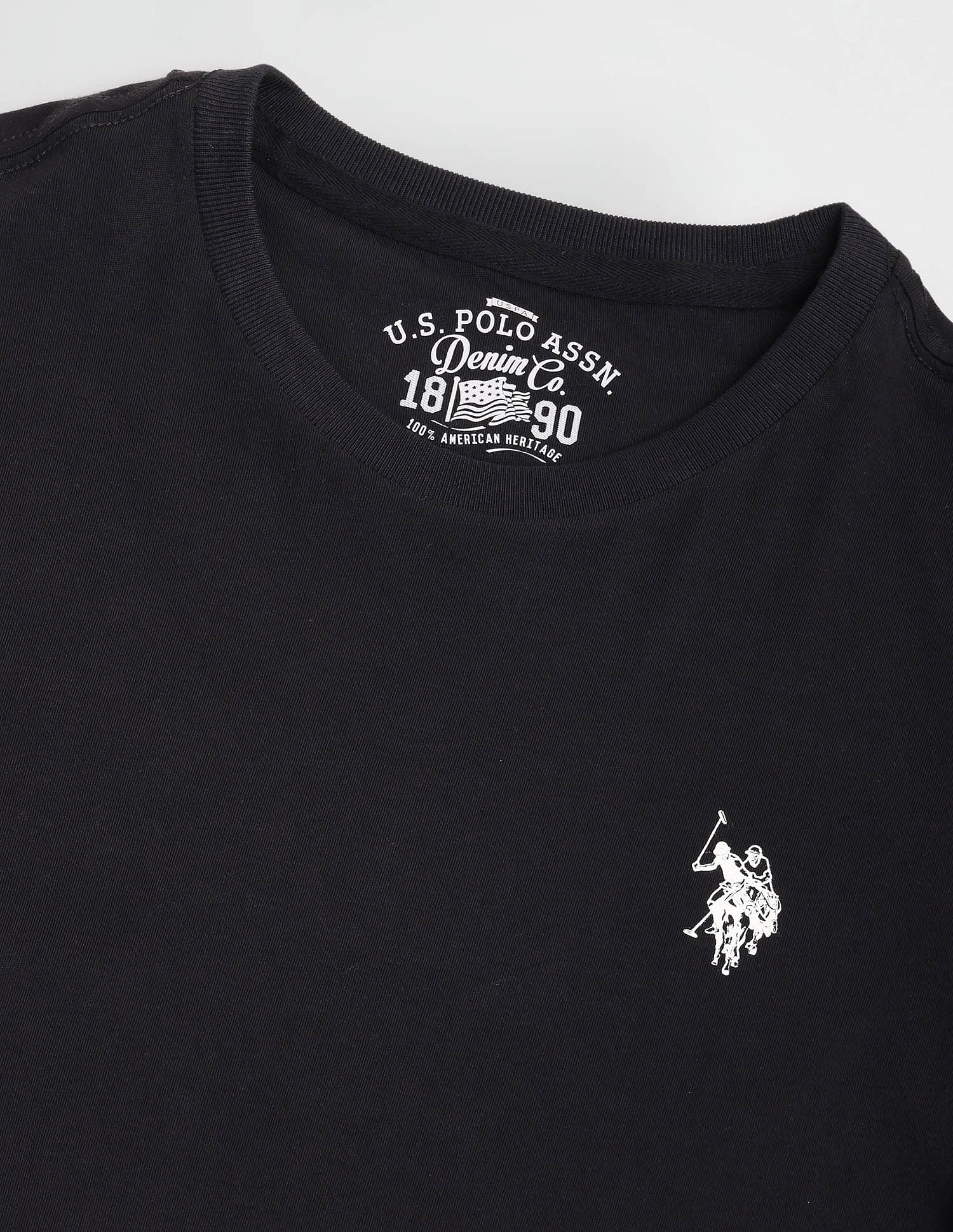 Crew Neck Sleeve Print T-Shirt Black - U.S. Polo Assn. India | Large