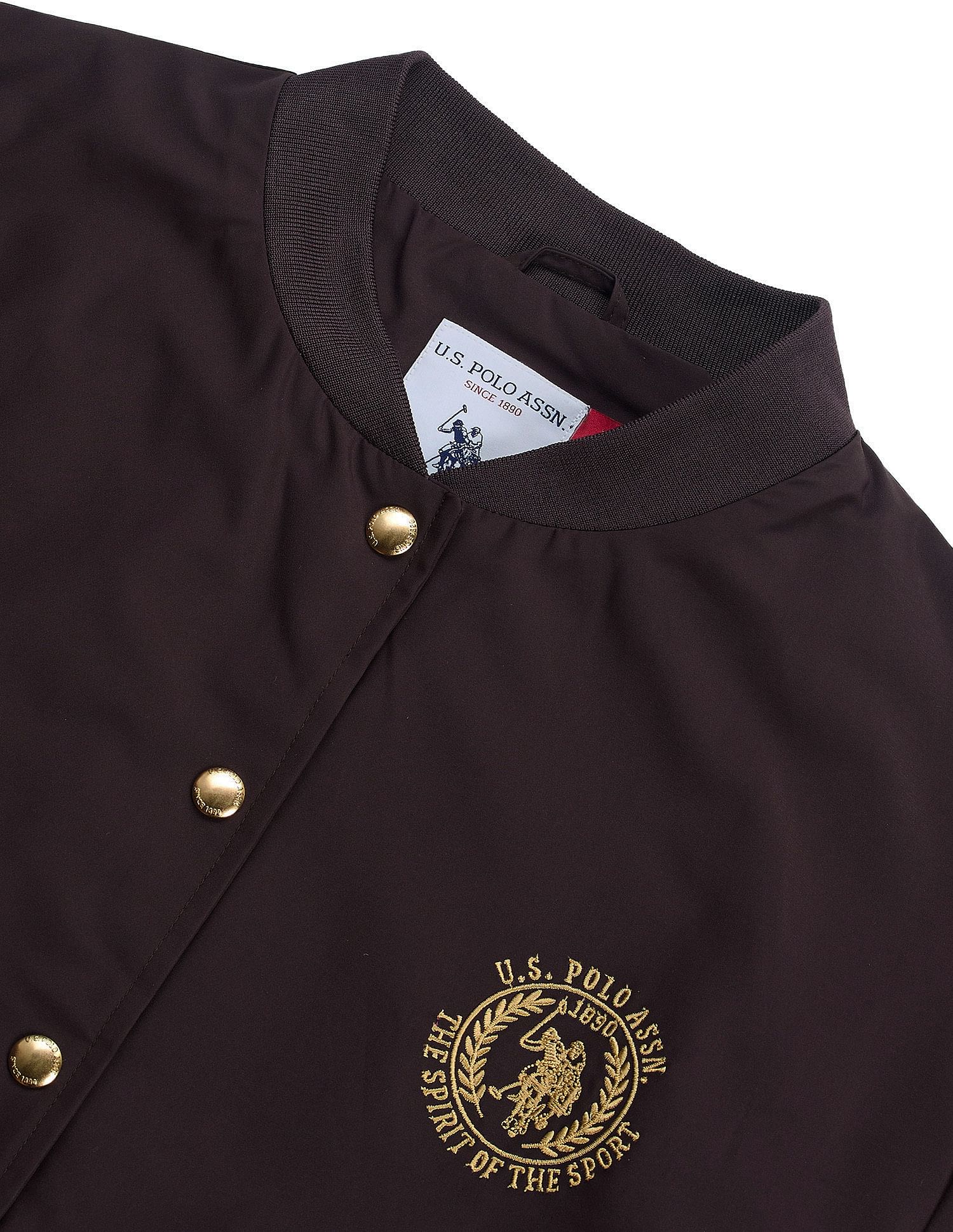 Regular Fit Solid Bomber Jacket Wine - U.S. Polo Assn. India | Large