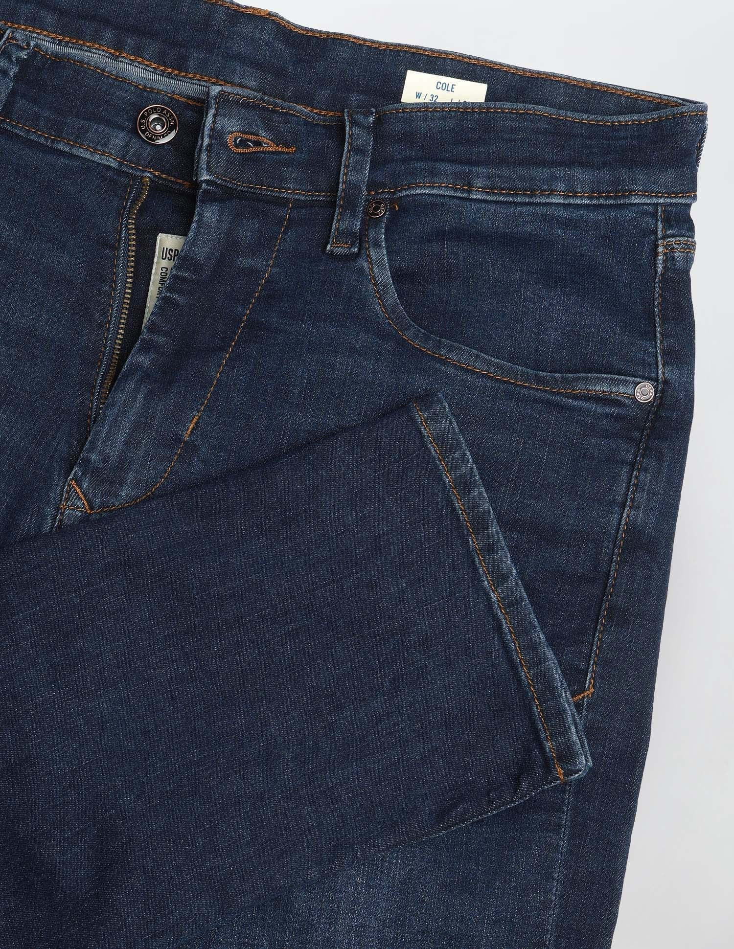 Cole Comfort Cropped Fit Blue Jeans Dark Blue - U.S. Polo Assn. India | Large