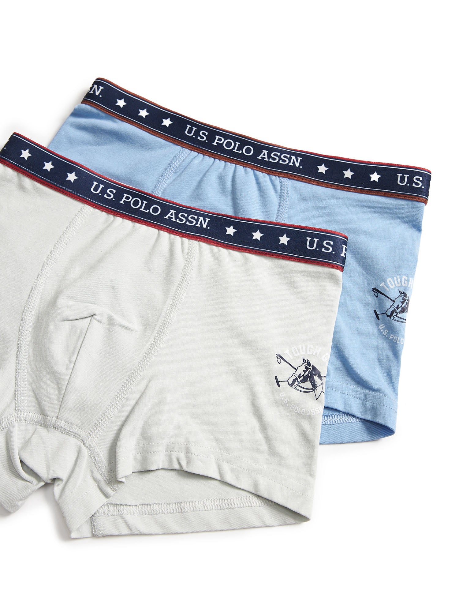 Solid Cotton Spandex EKT03 Trunks - Pack Of 2 Blue and Grey - U.S. POLO ASSN. | Large