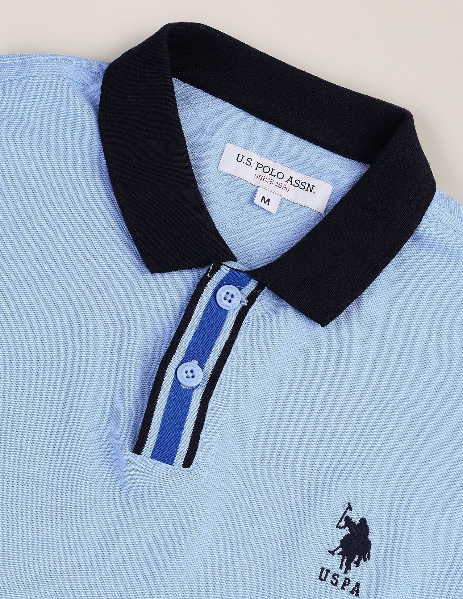 Solid Short Sleeve Polo Shirt Light Blue - U.S. POLO ASSN. | Large