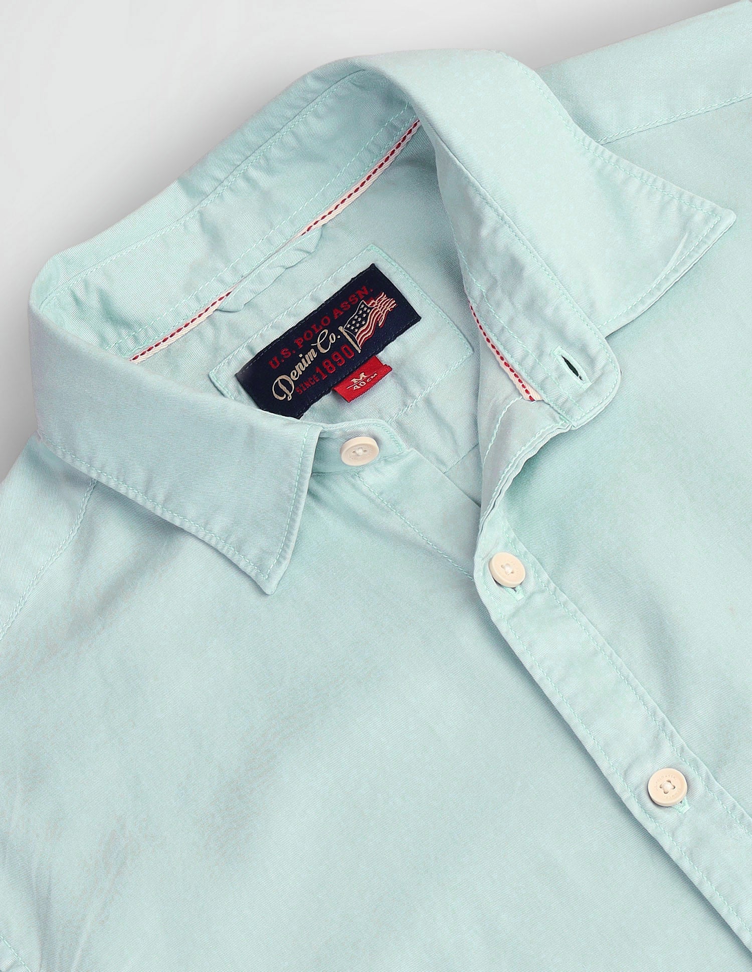 Spread Collar Slim Fit Shirt Aqua - U.S. POLO ASSN. | Large