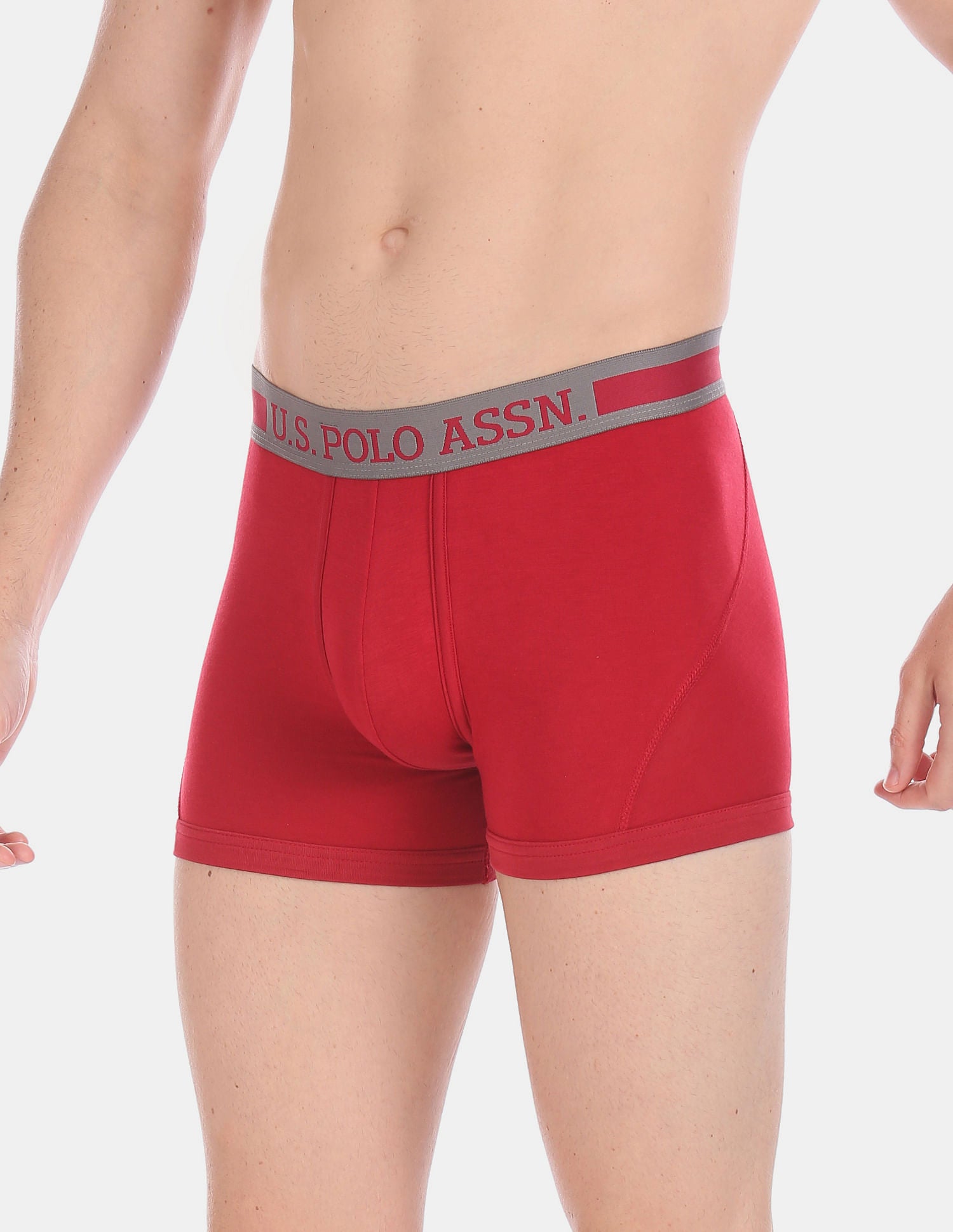 Cotton Spandex Solid I101 Premium Trunks - Pack Of 1 Red - U.S. POLO ASSN. | Large