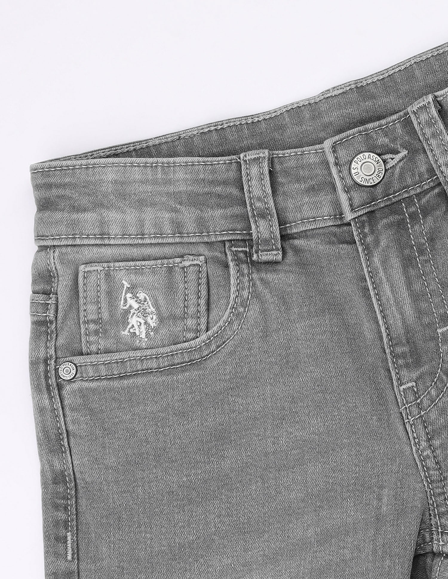 Relaxed Fit Whiskered Jeans Light Grey - U.S. Polo Assn. India | Large