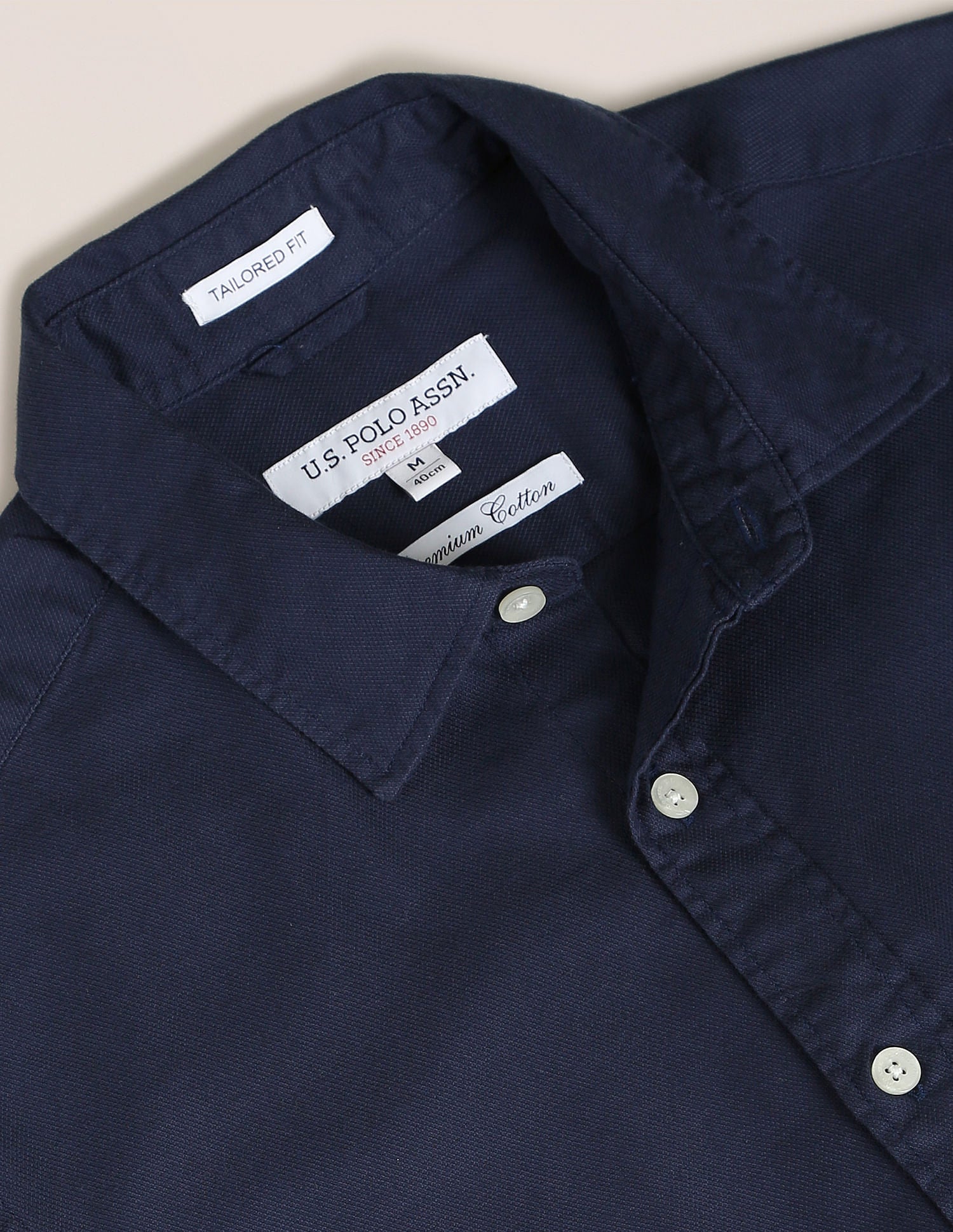 Solid Dobby Casual Shirt Navy - U.S. Polo Assn. India | Large