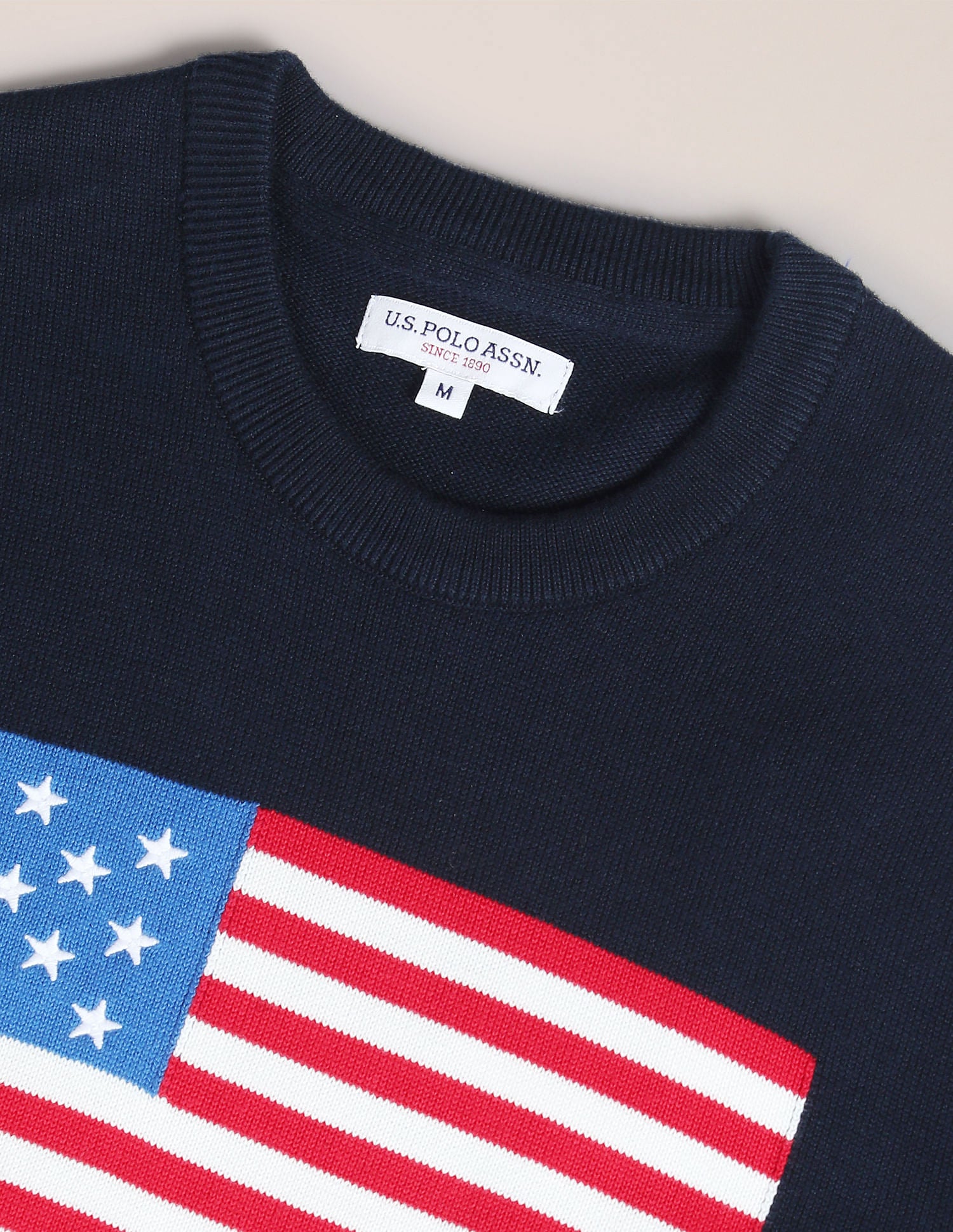 Crew Neck Brand Embroidered Sweater Navy - U.S. POLO ASSN. | Large