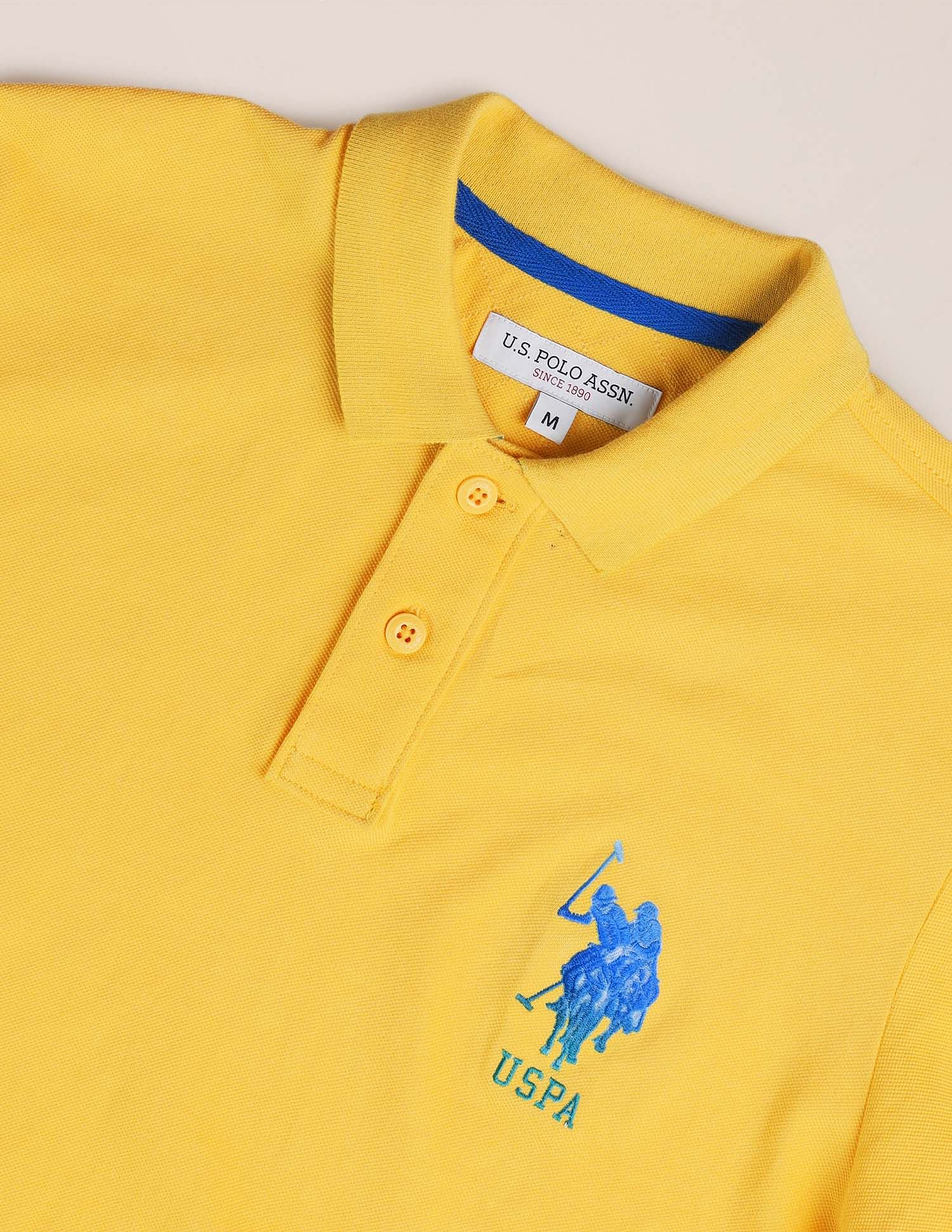 Solid Logo Polo Shirt Yellow - U.S. Polo Assn. India | Large