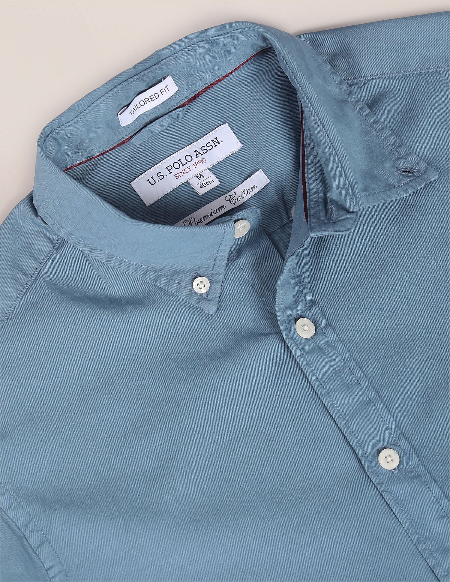 Premium Cotton Solid Shirt Blue - U.S. Polo Assn. India | Large