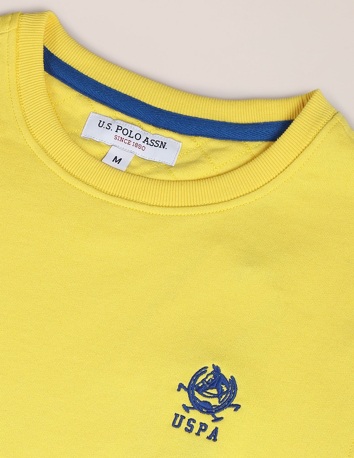 Embroidered Logo Crew Neck Sweatshirt Yellow - U.S. POLO ASSN. | Large