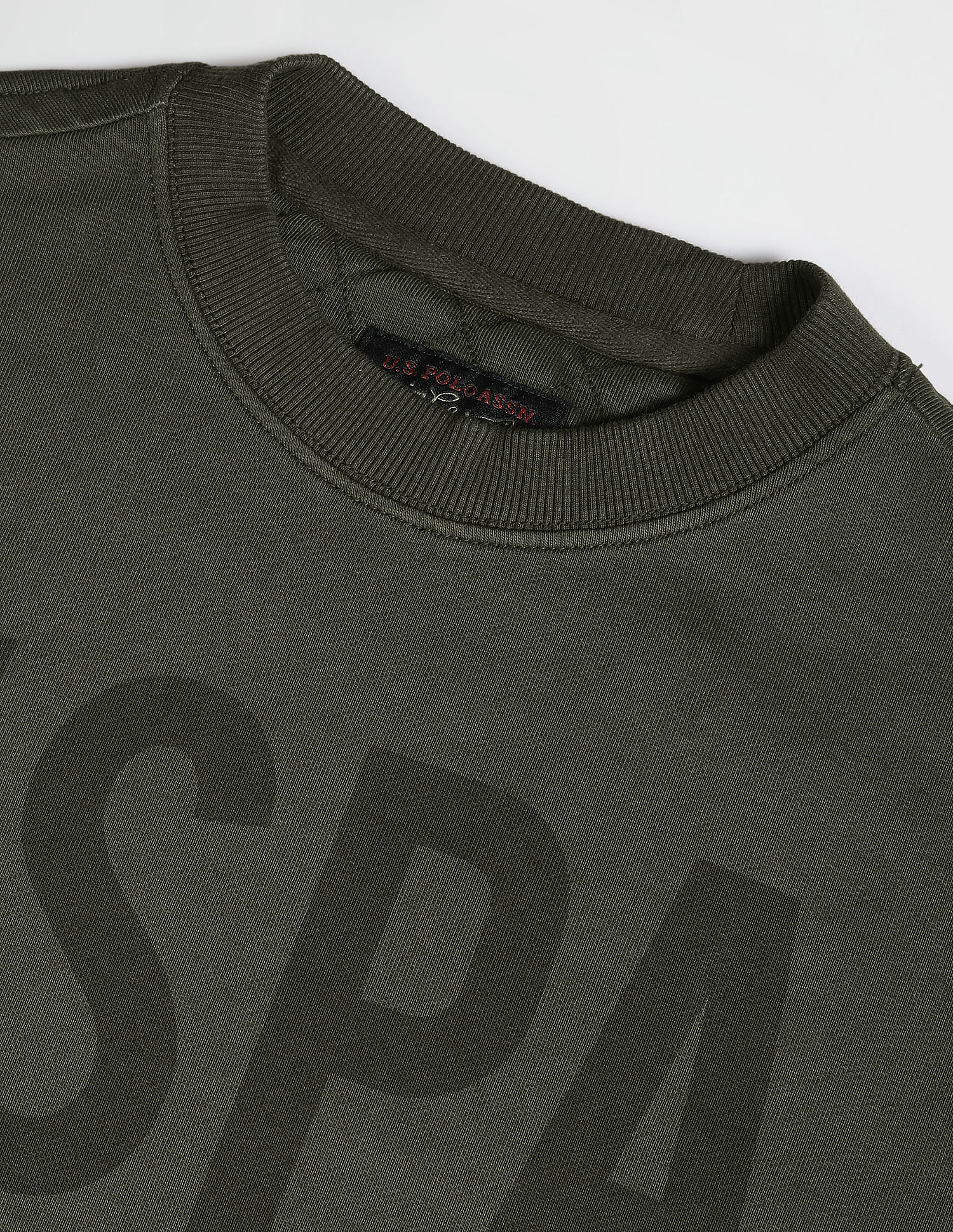 Crew Neck Brand Print Sweatshirt Olive - U.S. POLO ASSN. | Large