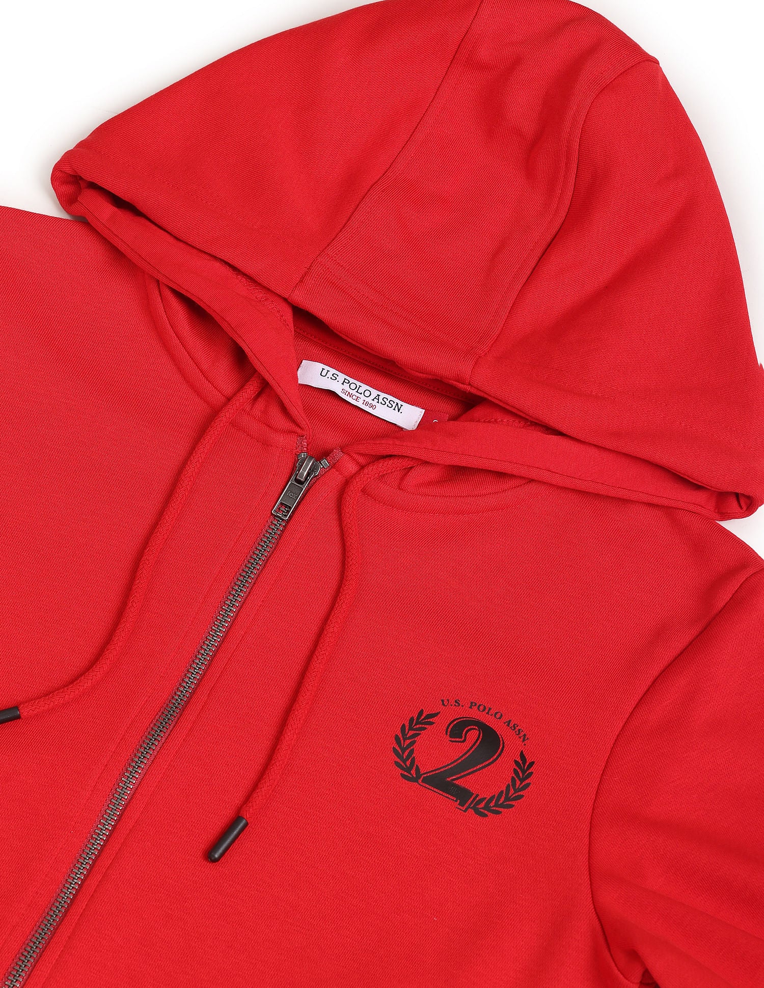 Solid Hooded Cropped Sweatshirt Red - U.S. Polo Assn. India | Large