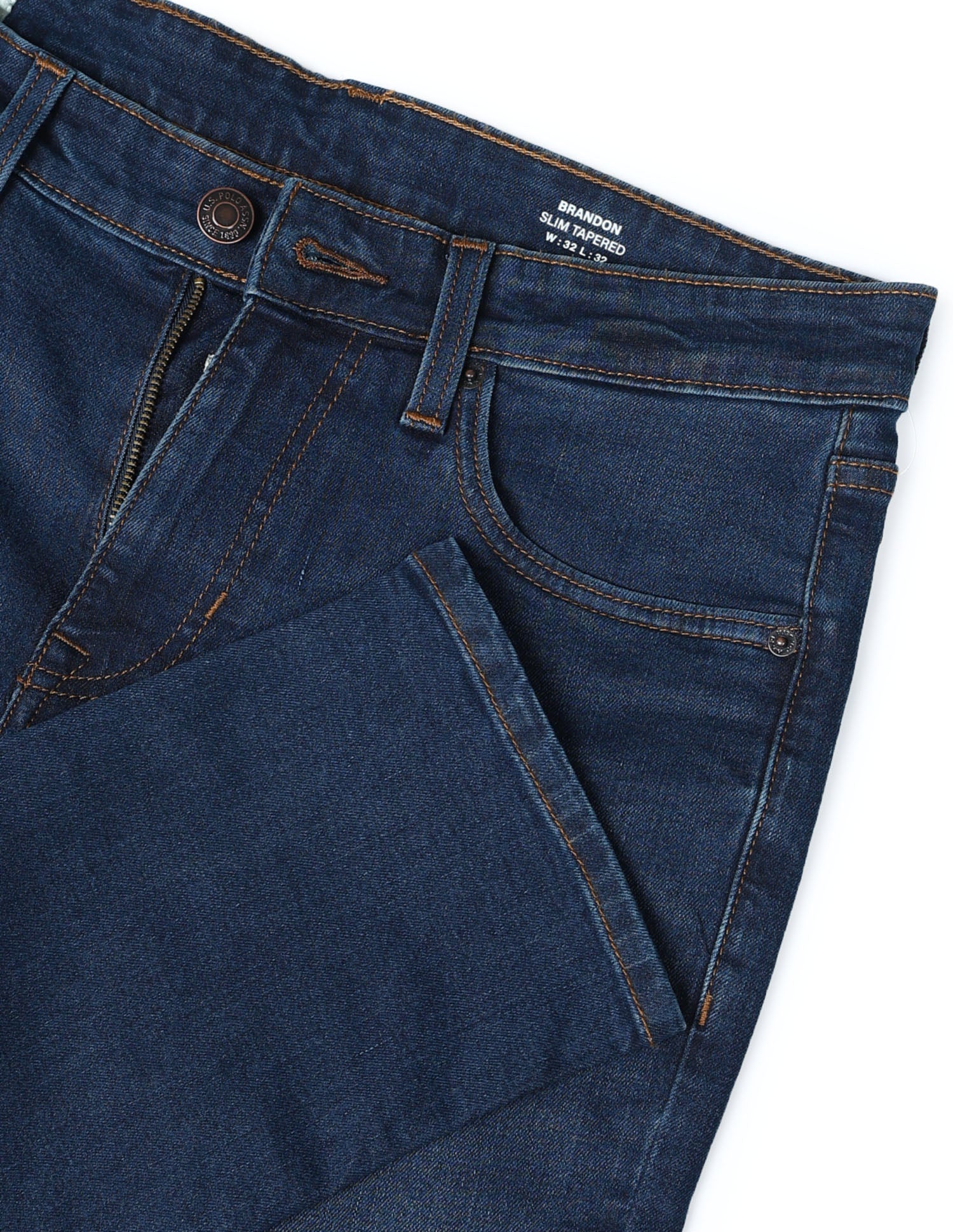 Brandon Slim Tapered Fit Mid Rise Jeans Indigo - U.S. POLO ASSN. | Large