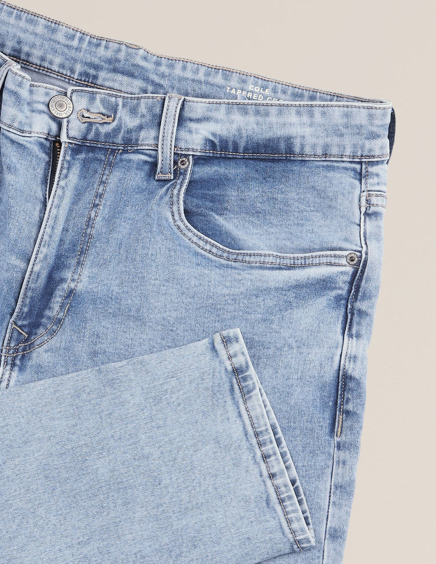 Cole Comfort Cropped Fit Blue Jeans Light Indigo - U.S. Polo Assn. India | Large