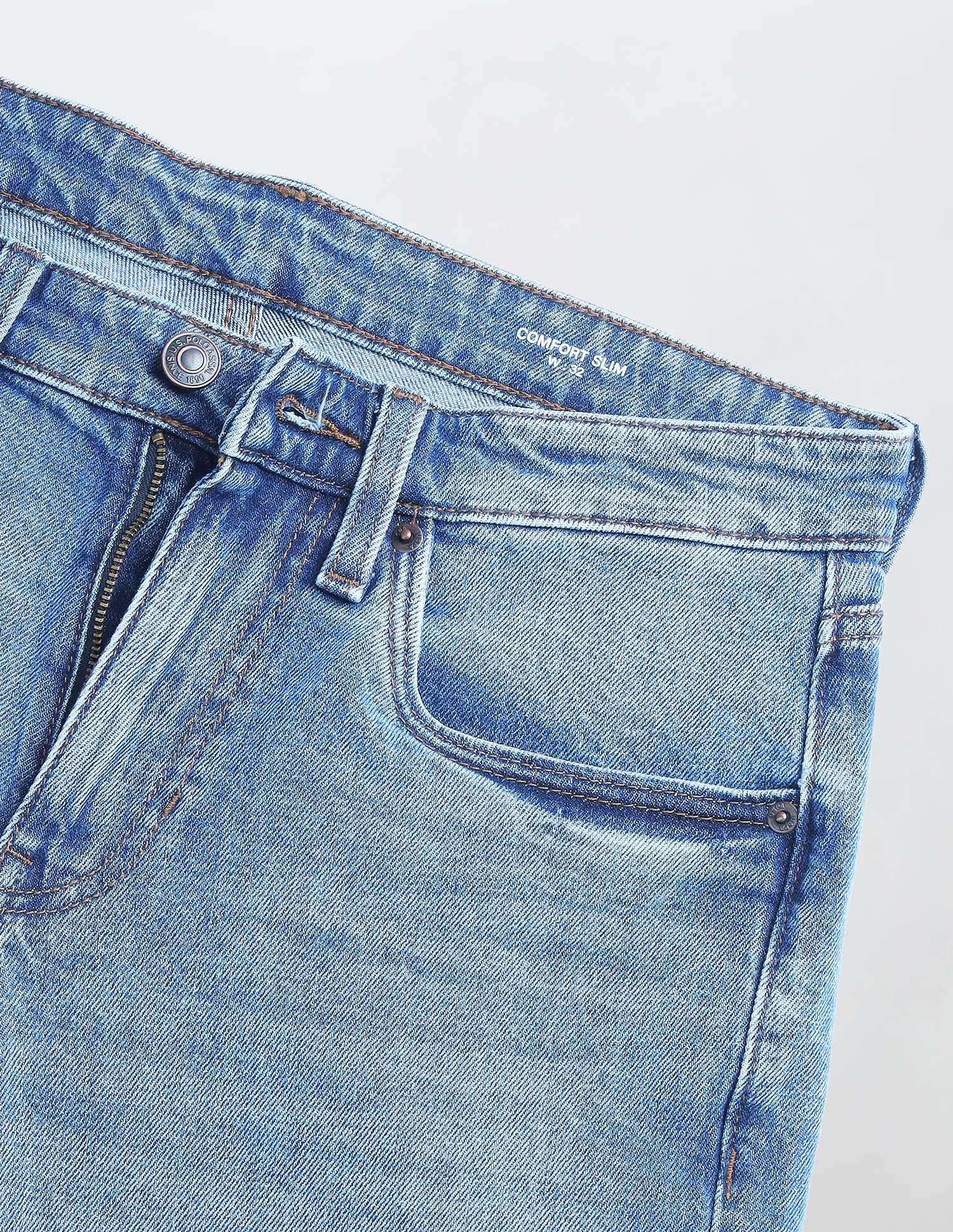 Solid Slim Fit Denim Shorts Blue - U.S. Polo Assn. India | Large