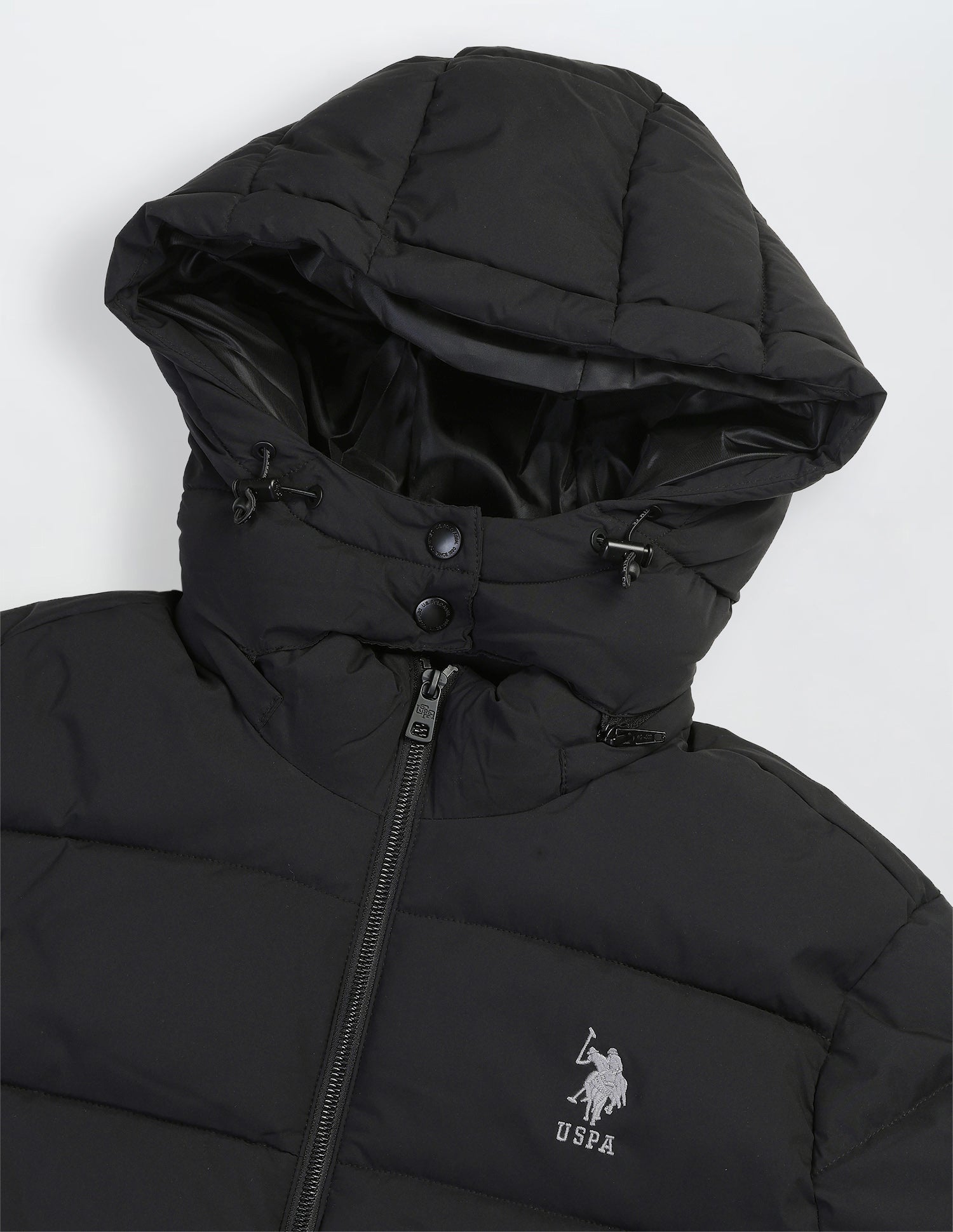Detachable Hood Puffer Jacket Black - U.S. Polo Assn. India | Large
