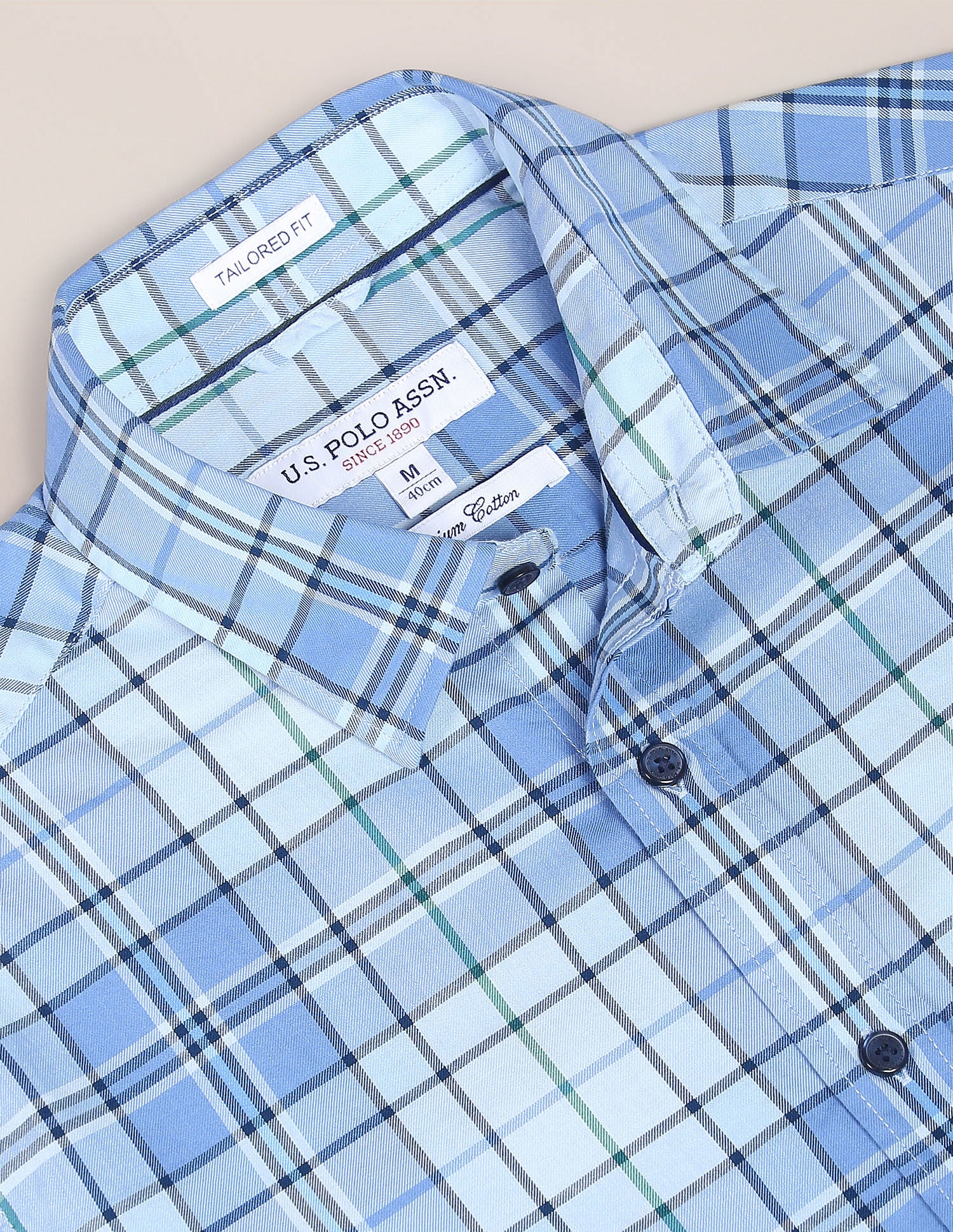 Plaid Check Twill Casual Shirt Blue - U.S. Polo Assn. India | Large