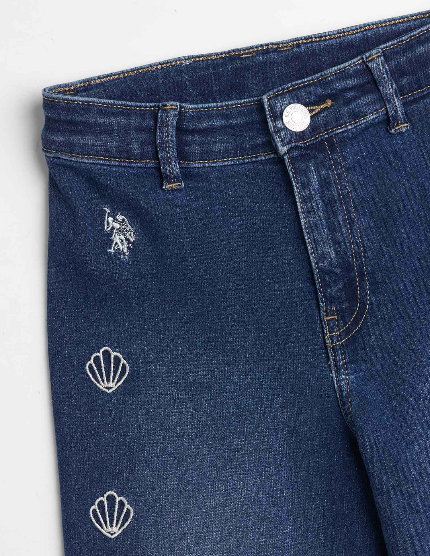 Girls Embroidered Stone Washed Jeans Marine - U.S. Polo Assn. India | Large
