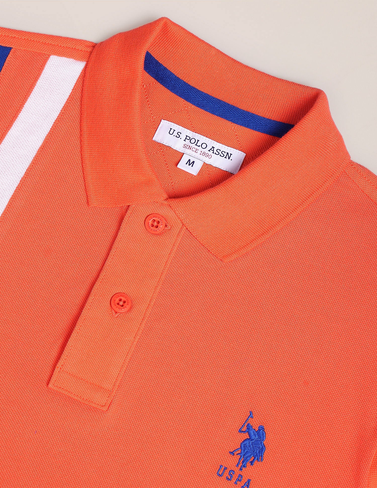 Colour Block Cotton Polo Shirt Orange - U.S. Polo Assn. India | Large