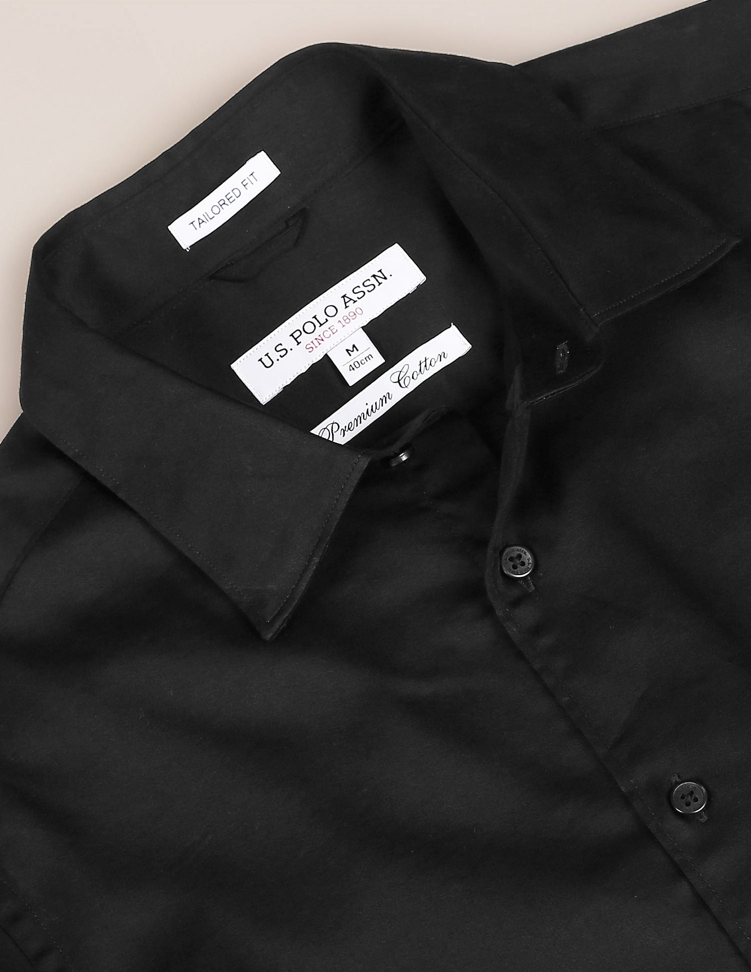 Cutaway Collar Solid Shirt Black - U.S. POLO ASSN. | Large