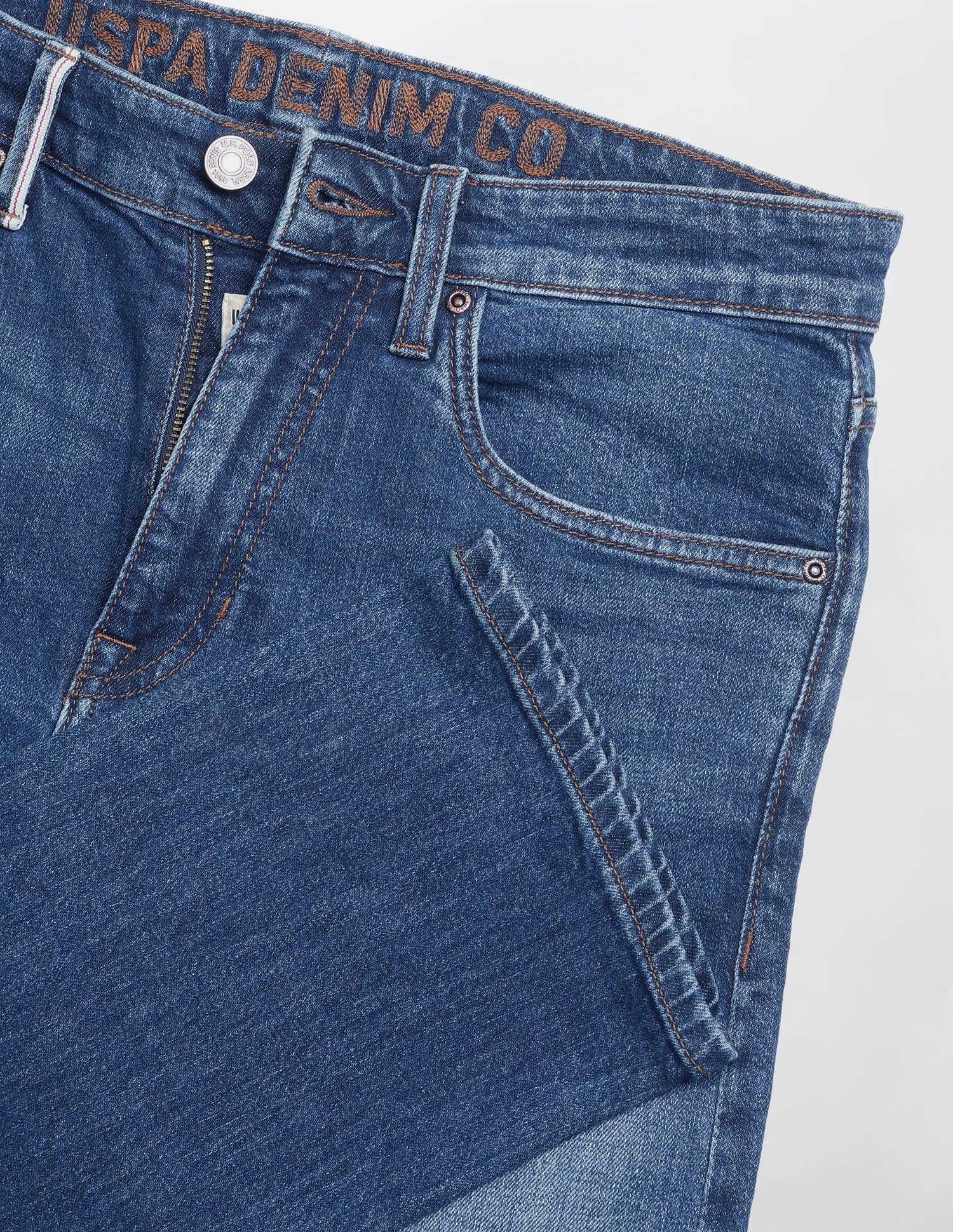 Harold Slim Straight Fit Blue Jeans Mid Blue - U.S. Polo Assn. India | Large