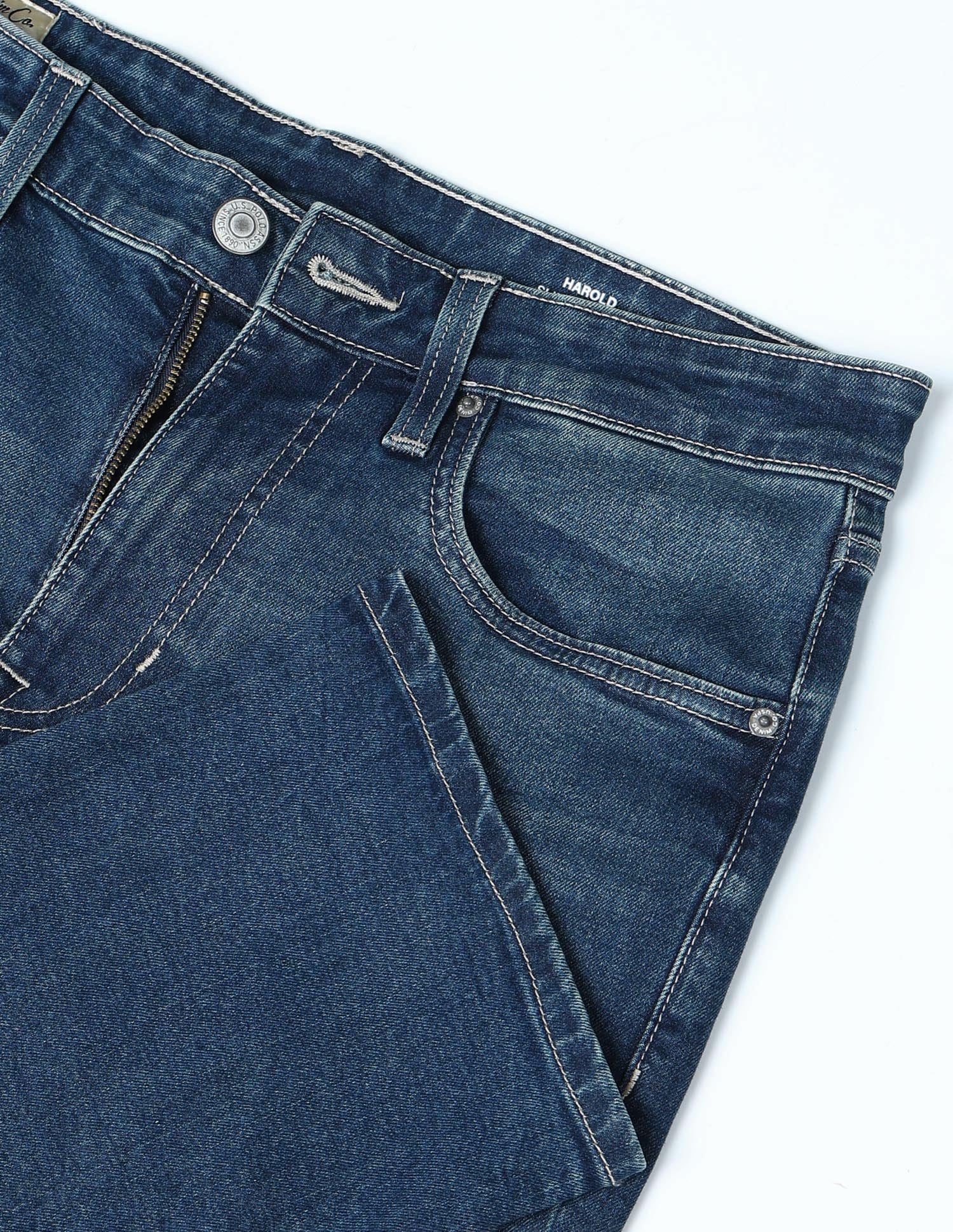 Harold Slim Straight Fit Blue Jeans Indigo - U.S. POLO ASSN. | Large