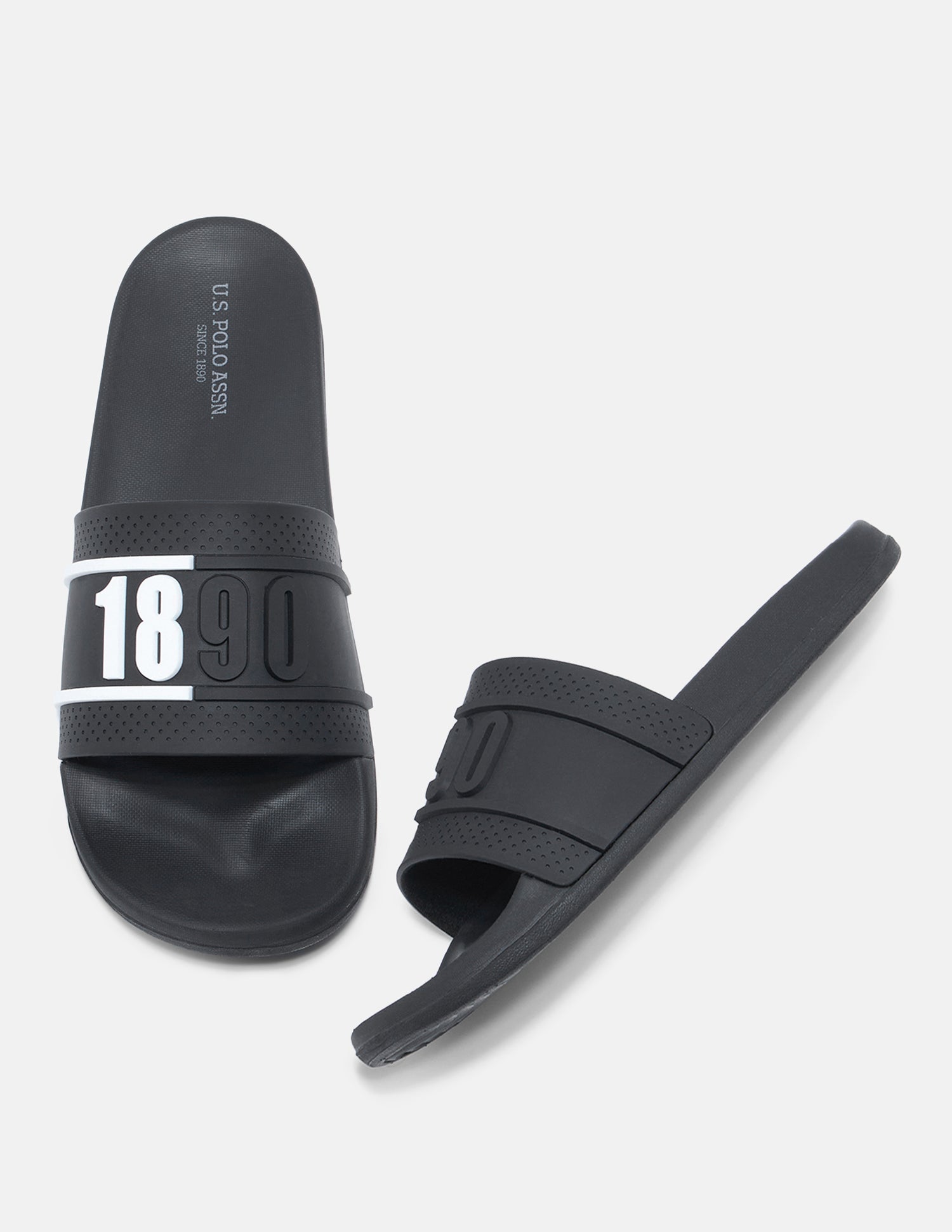 Numeric Embossed Alfie Sliders Black - U.S. Polo Assn. India | Large