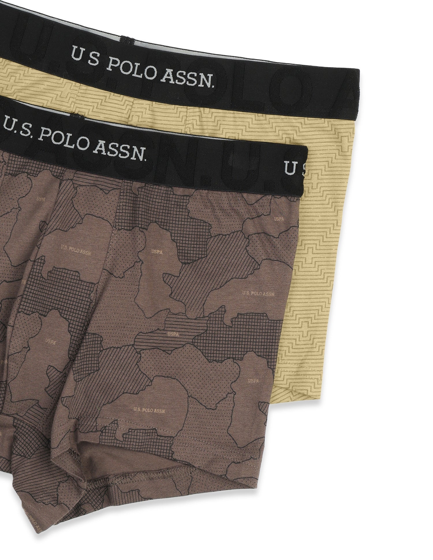 Printed Cotton Stretch Essential OET23 Trunk - Pack Of 2 Pale Olive Green/Bracken - U.S. Polo Assn. India | Large