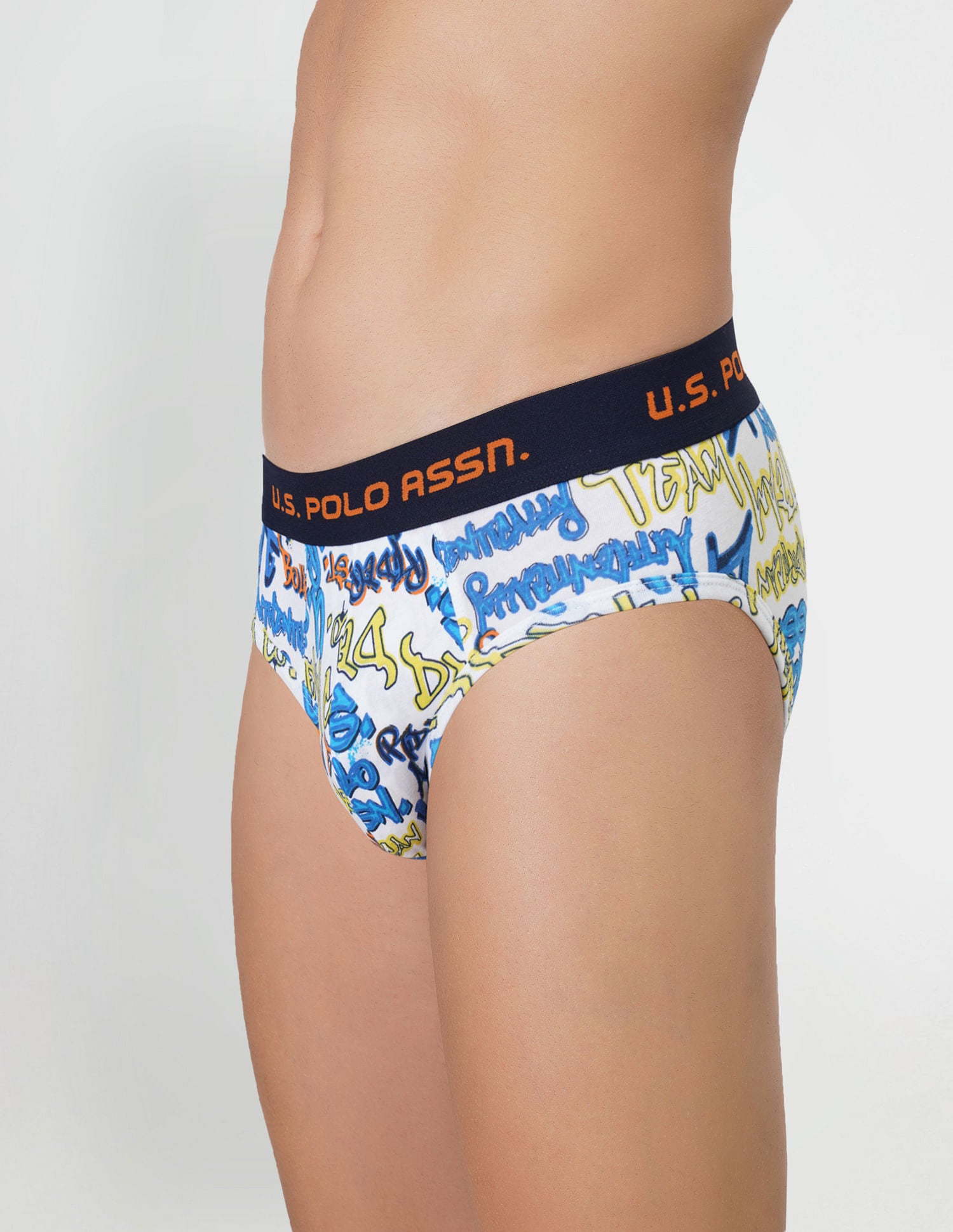 Brushed Elastic Cotton Stretch IYAJ Briefs - Pack Of 2 Blue and White - U.S. POLO ASSN. | Large