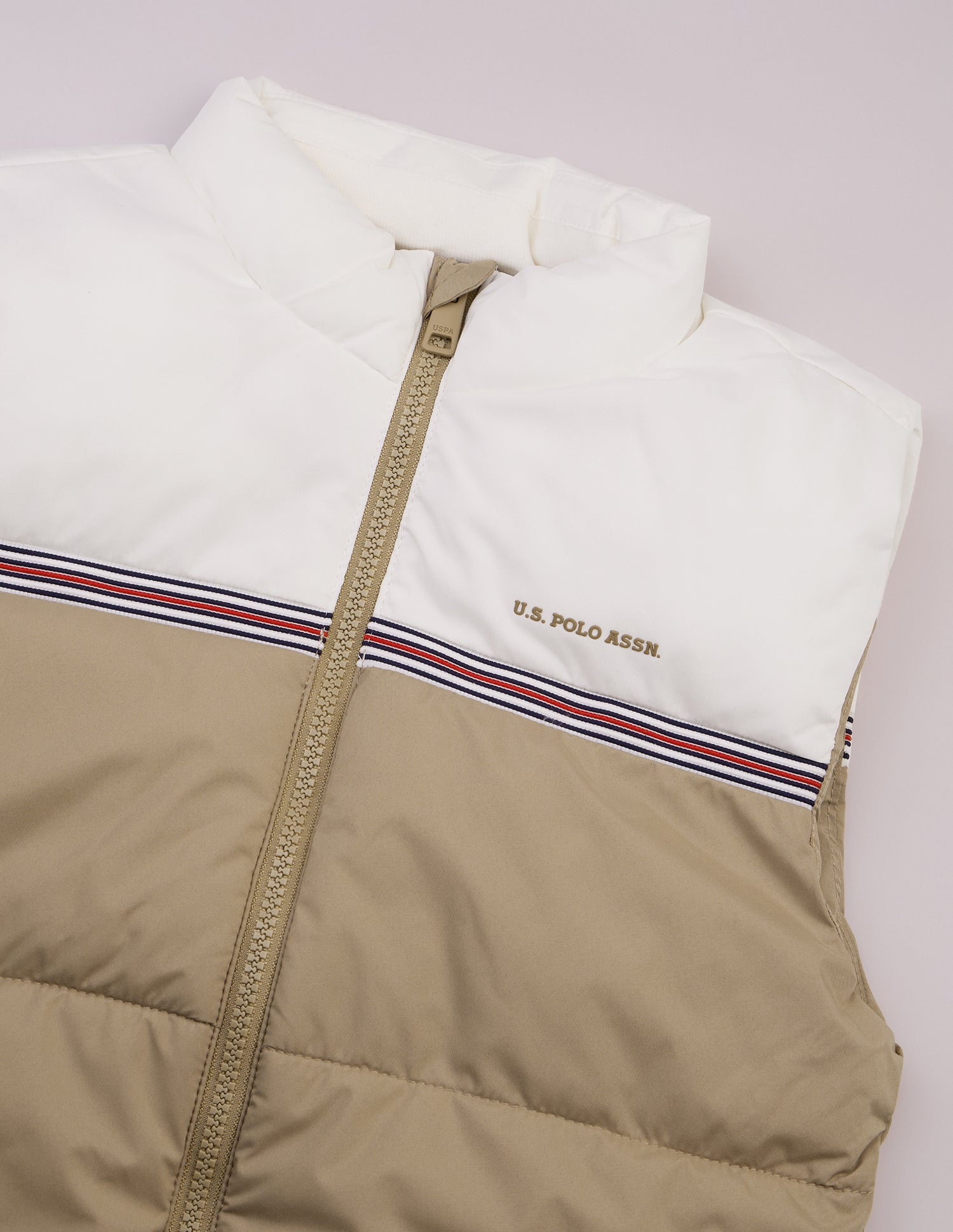 Colourblocked Regular Fit Puffer Jacket Beige - U.S. Polo Assn. India | Large