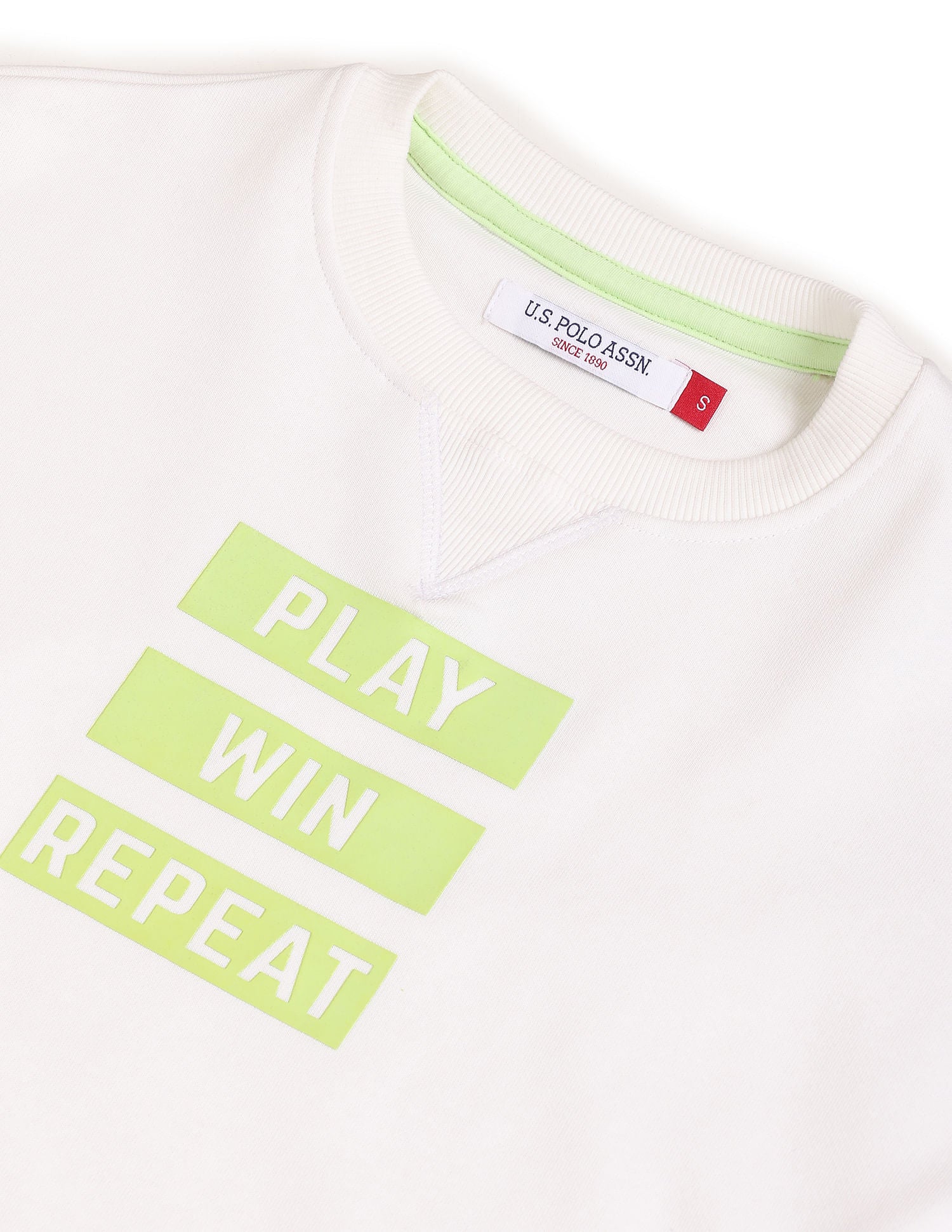 Crew Neck Typographic Print Sweatshirt White - U.S. Polo Assn. India | Large