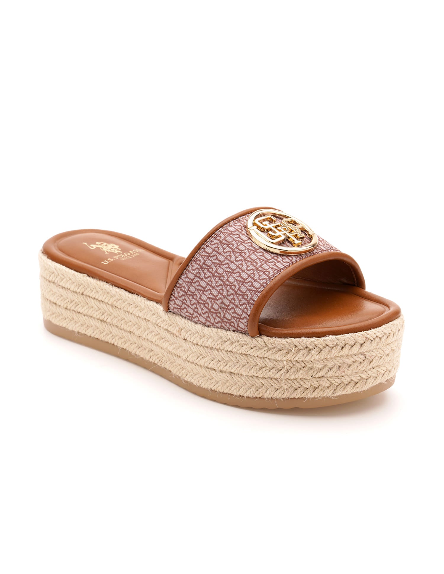 Cristina Tan Monogram Print Wedges Tan - U.S. Polo Assn. India | Large