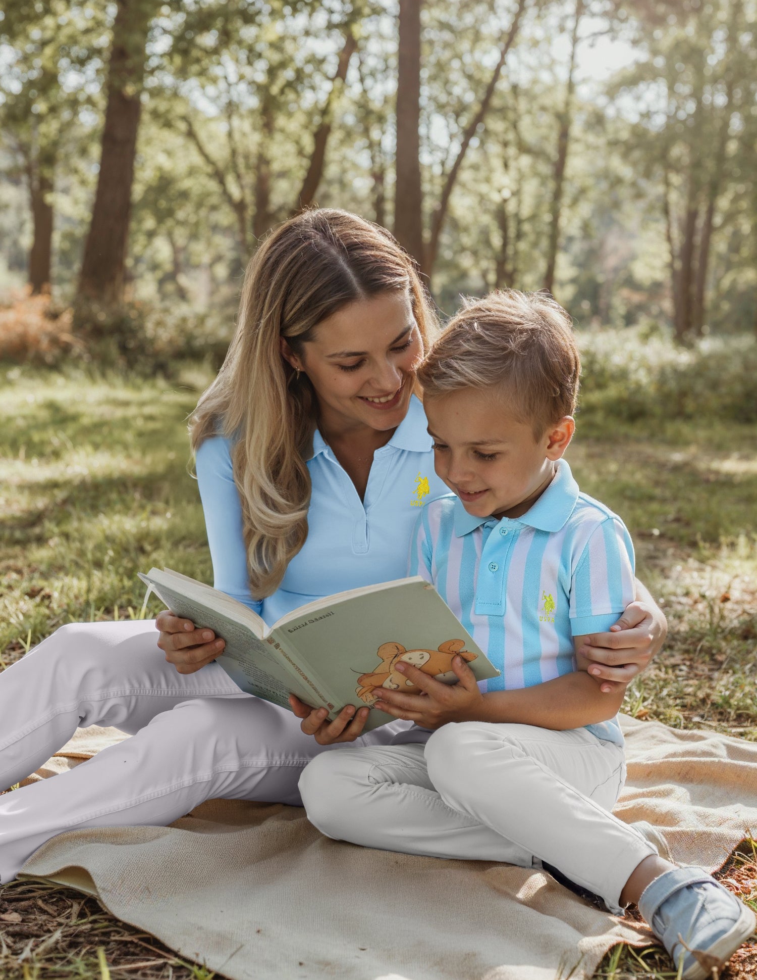 Boys Vertical Striped Regular Fit Polo Shirts Light Blue - U.S. POLO ASSN. | Large