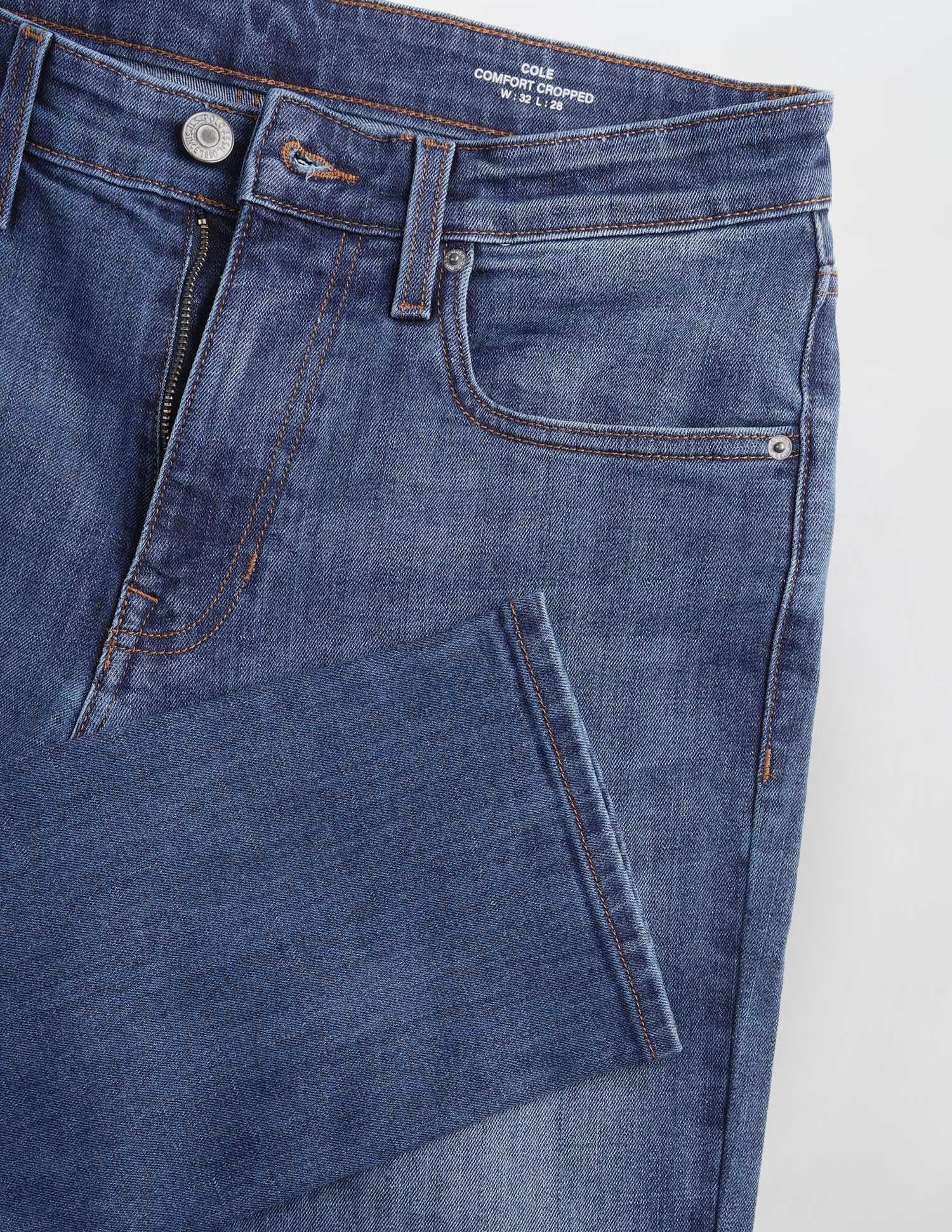 Cole Comfort Cropped Fit Blue Jeans Mid Blue - U.S. Polo Assn. India | Large