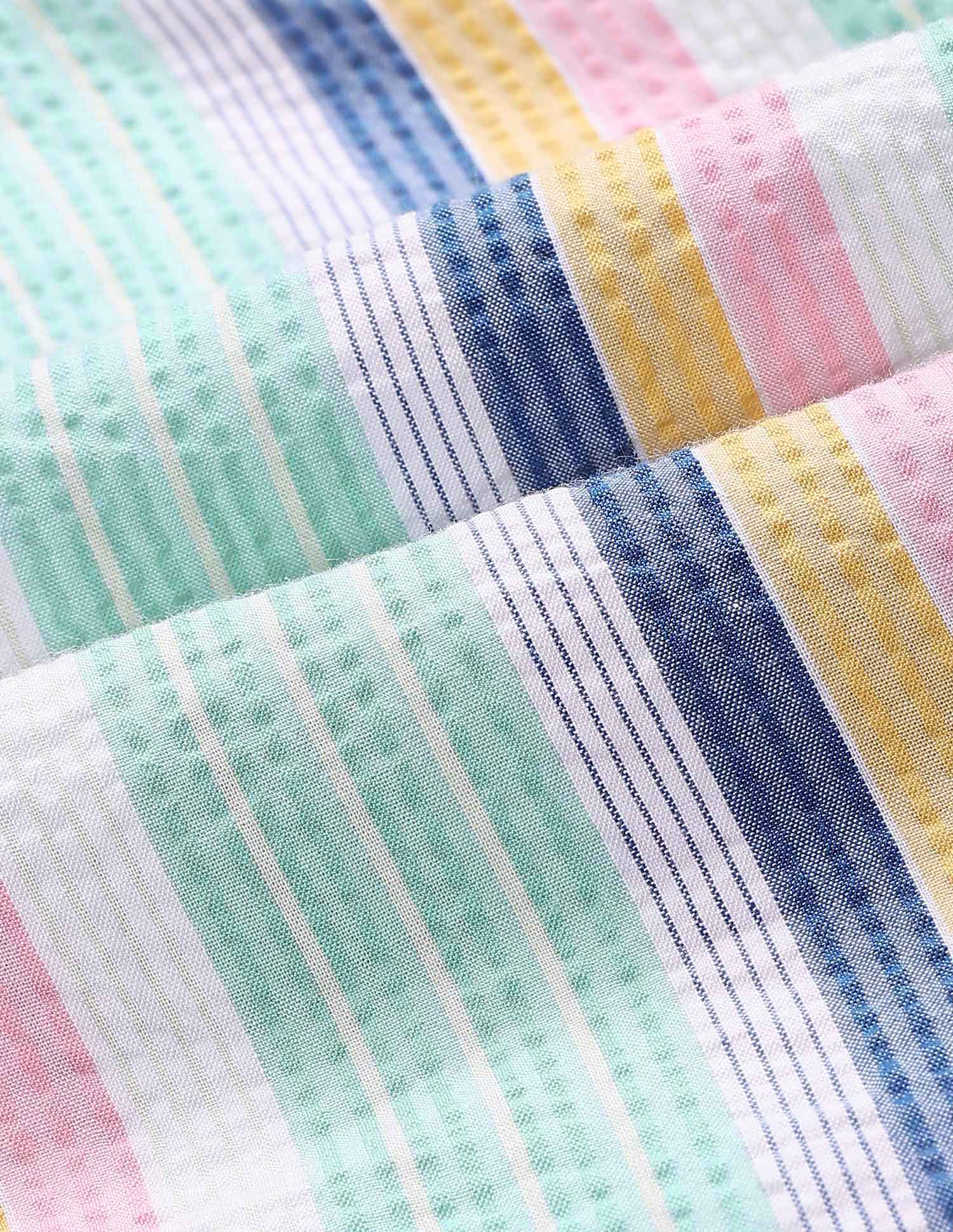 Boys Vertical Stripe Seersucker Shirt Blue, White and Green - U.S. POLO ASSN. | Large