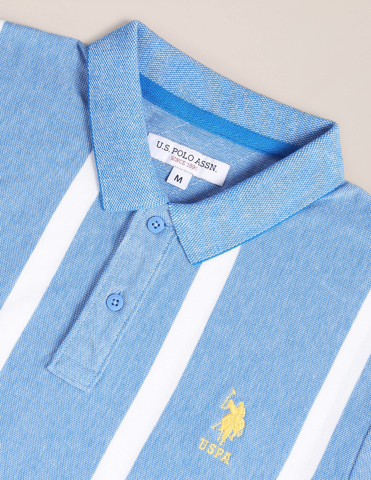 Vertical Stripe Cotton Polo Shirt Blue - U.S. Polo Assn. India | Large