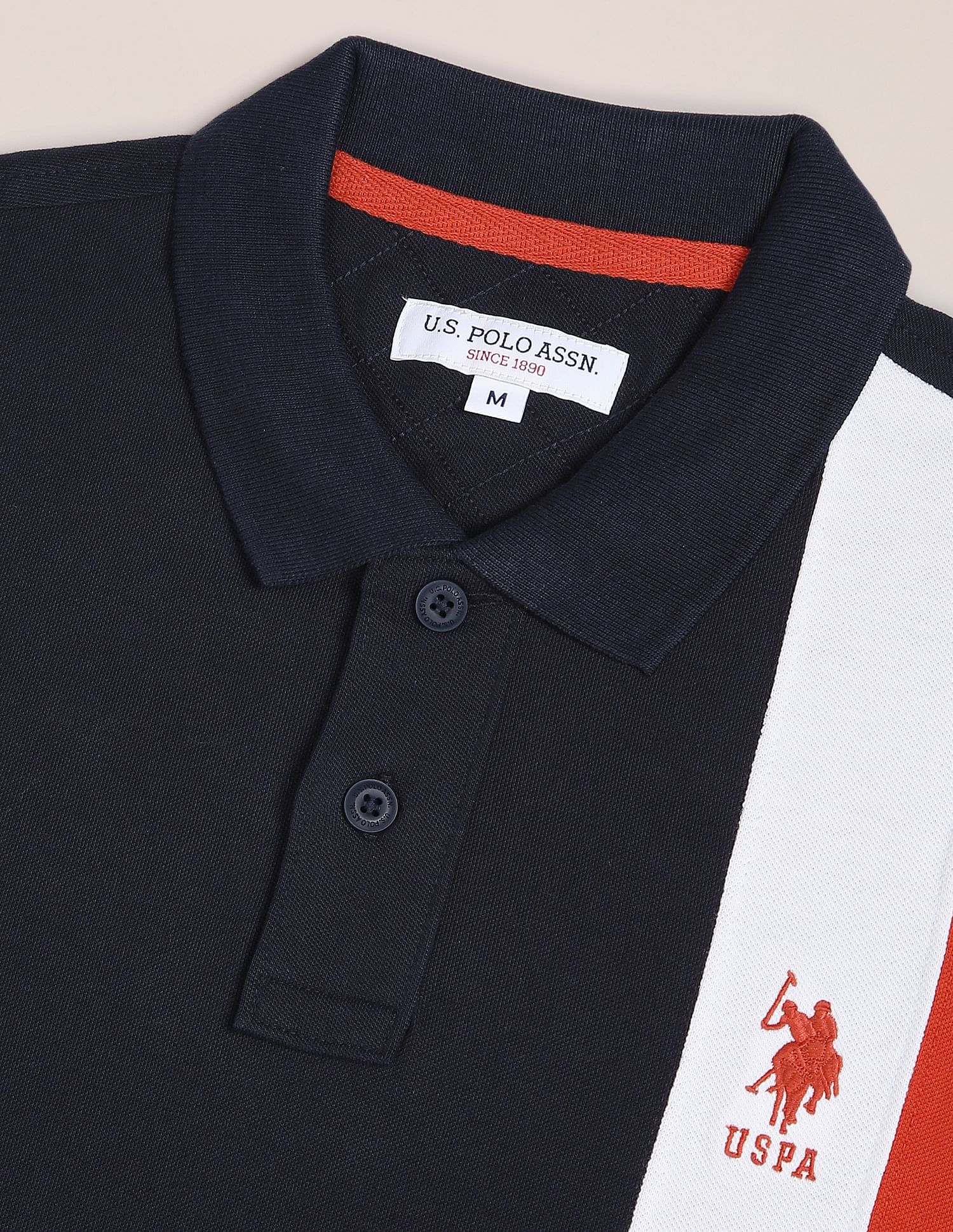Colour Block Cotton Polo Shirt Navy - U.S. POLO ASSN. | Large