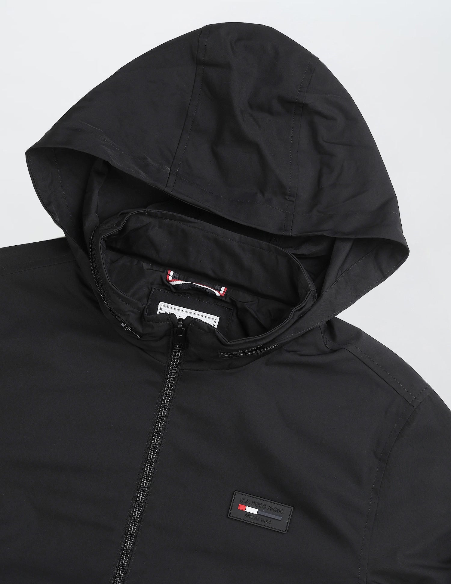 Regular Fit Solid Packable Hood Jacket Black - U.S. Polo Assn. India | Large