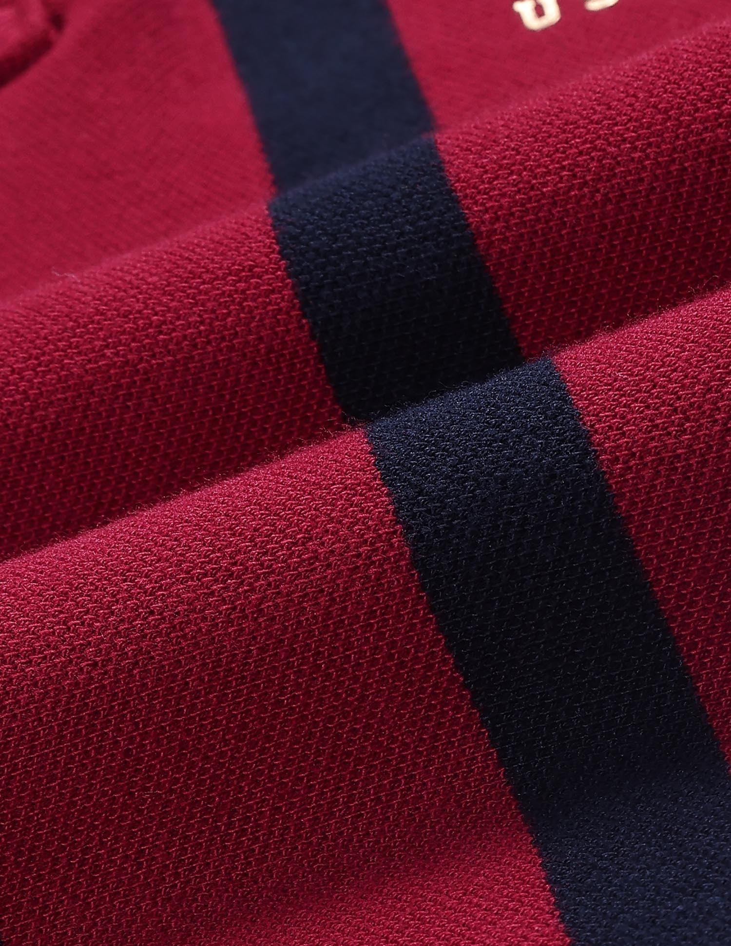 Boys Vertical Striped Regular Fit Polo Shirt Tawny Port - U.S. POLO ASSN. | Large