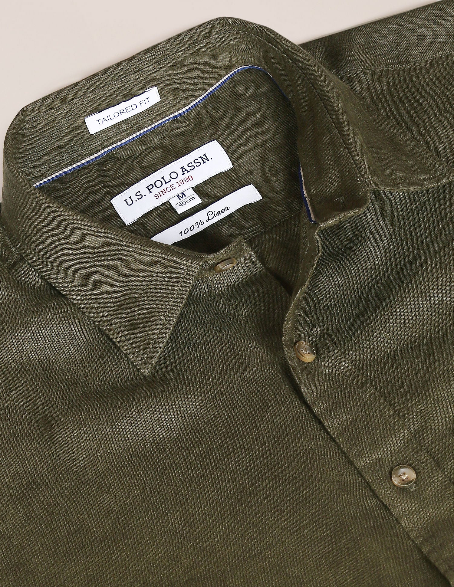 Men Olive Chest Pocket Solid Casual Shirt Olive - U.S. POLO ASSN. | Large