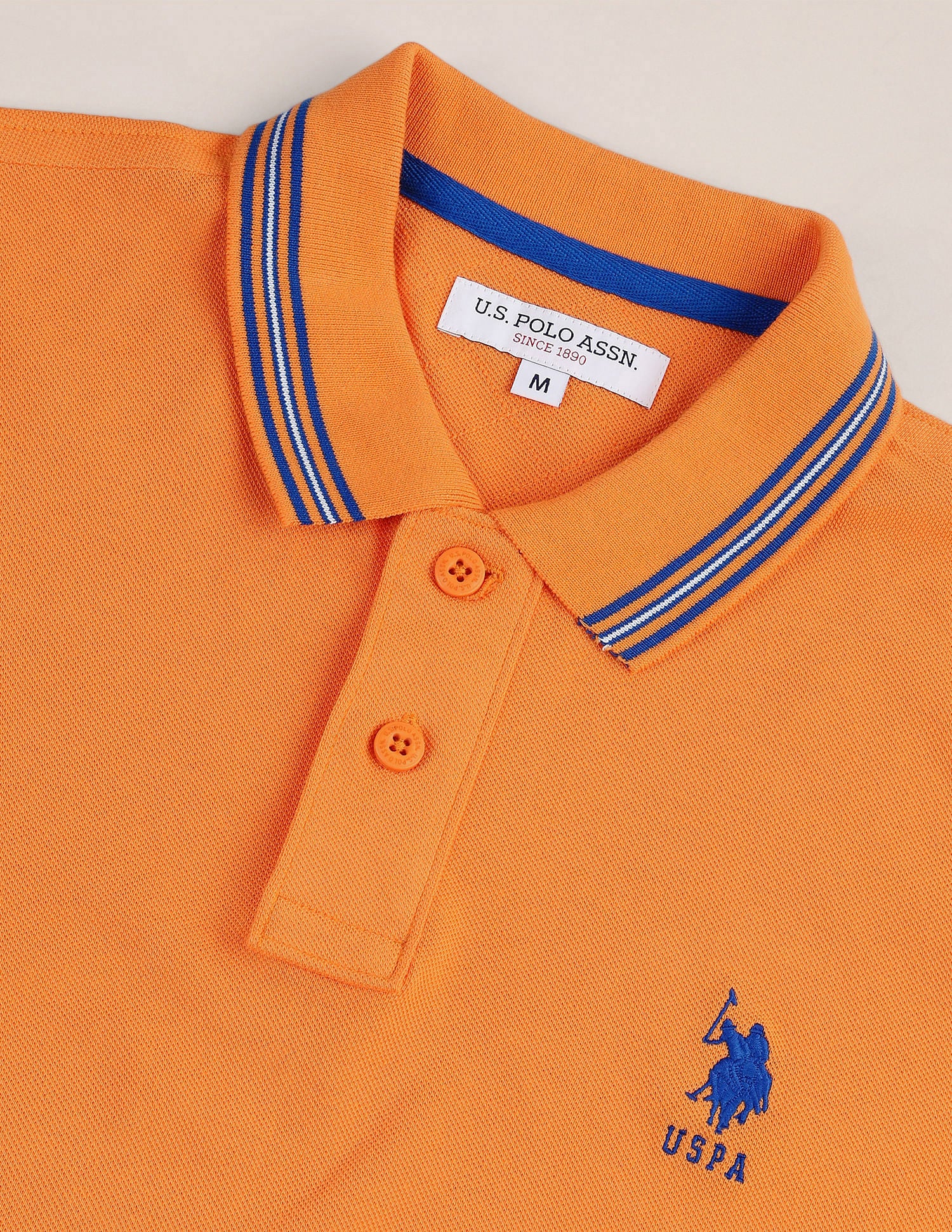 Slim Fit Pure Cotton Polo Shirt Orange - U.S. POLO ASSN. | Large
