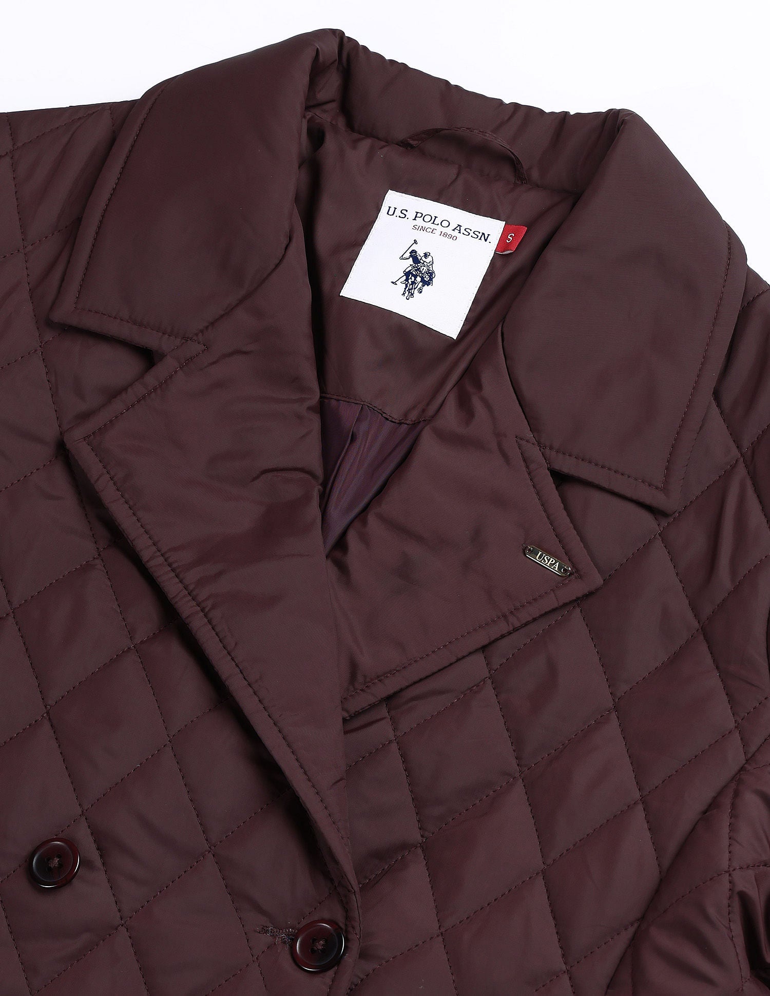 Longline Quilted Jacket Wine - U.S. POLO ASSN. | Large