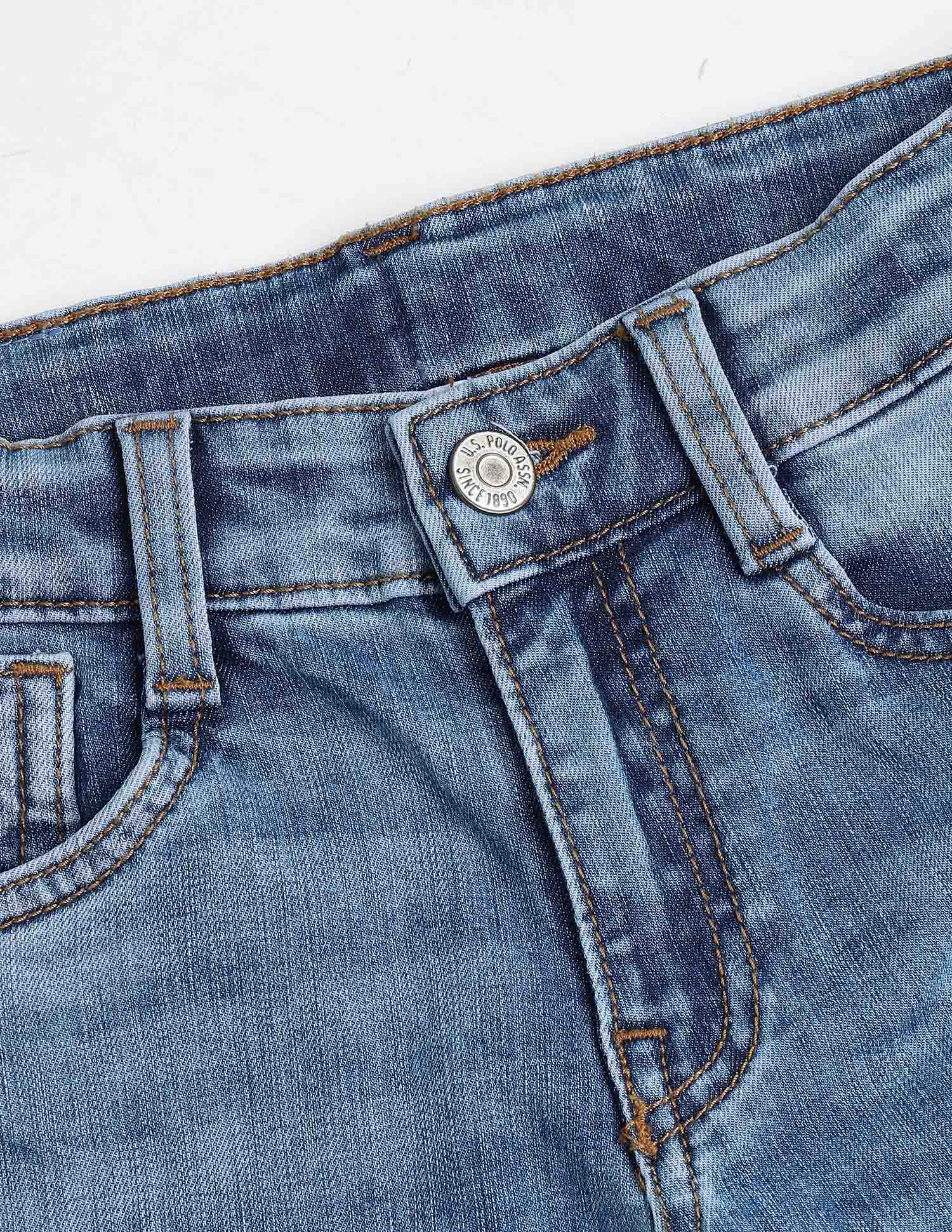 Boys Slim Fit Whiskered Jeans Light Blue - U.S. Polo Assn. India | Large