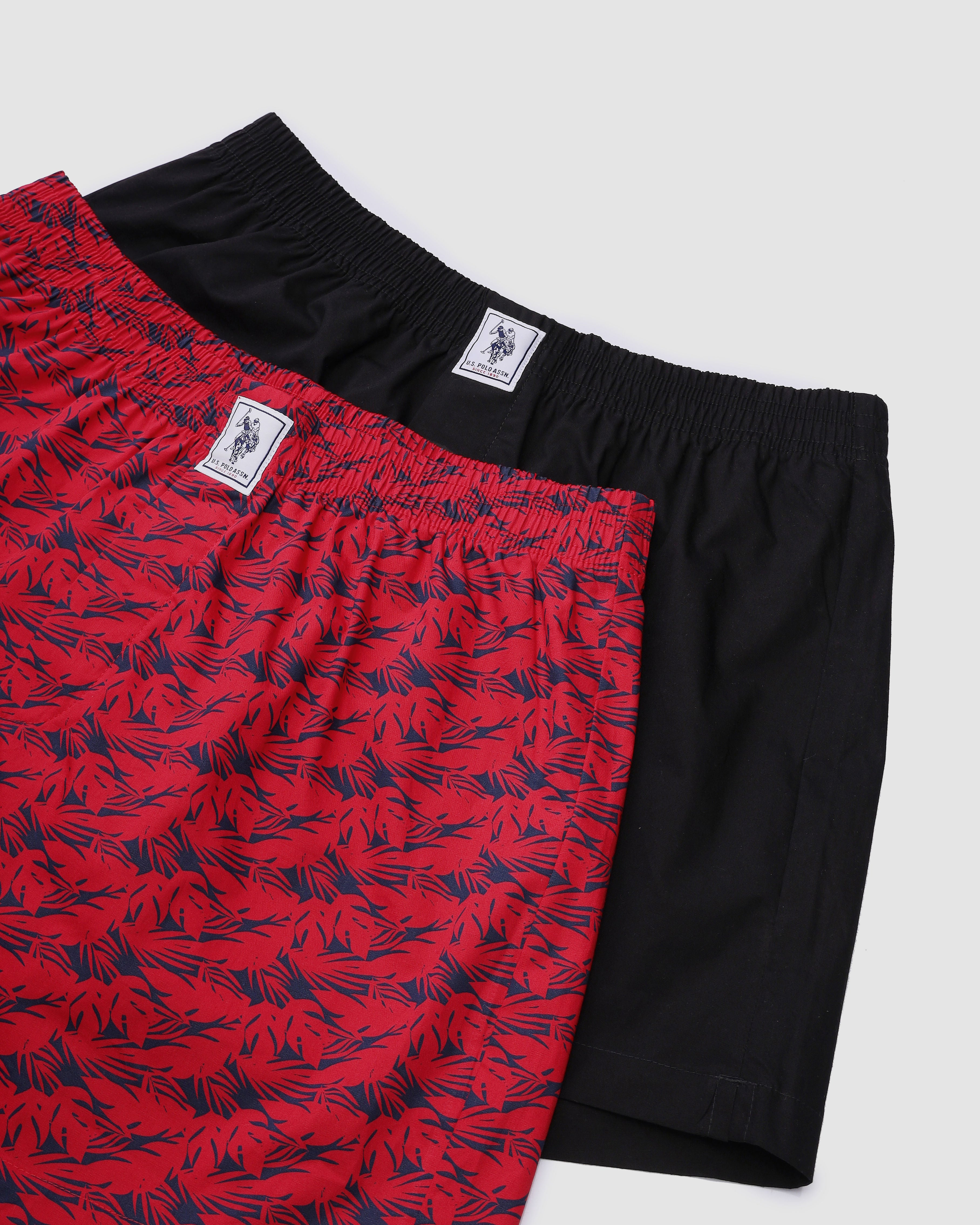 Mid Rise Soft Cotton OEX02 Boxers - Pack Of 2 Red and Black - U.S. POLO ASSN. | Large