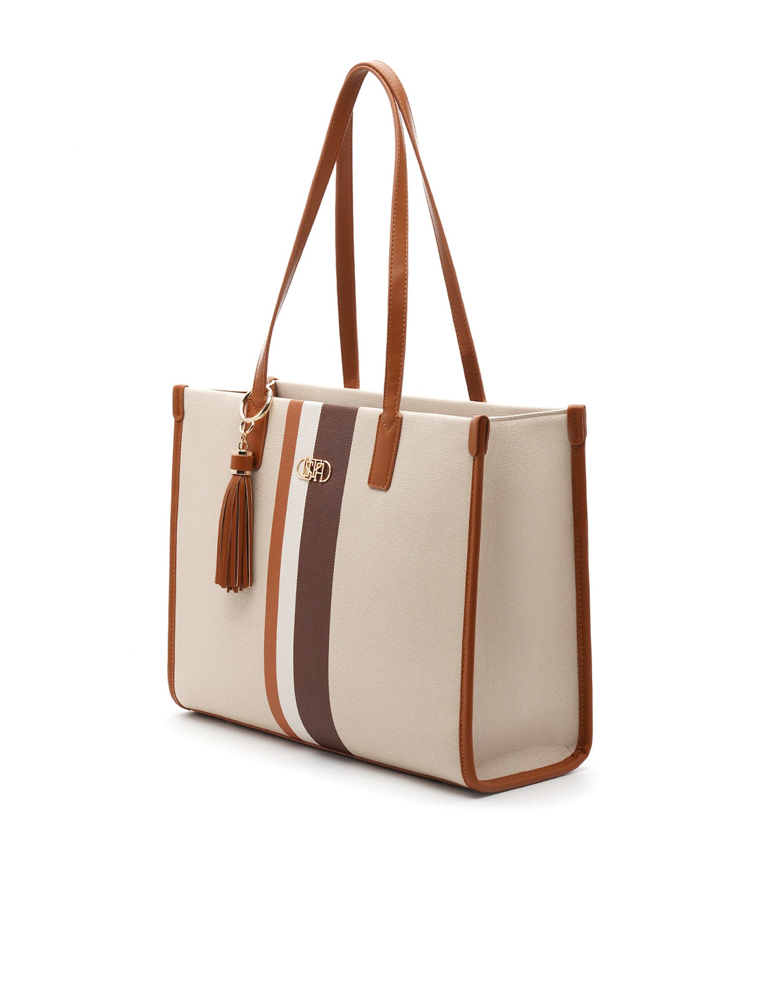 Valour Striped Tote Bag Tan - U.S. Polo Assn. India | Large