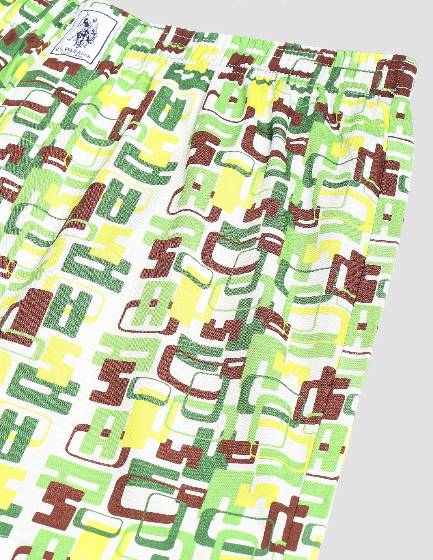 Back Pocket All Over Print IYAC Boxers - Pack Of 1 Ivory and Green - U.S. POLO ASSN. | Large