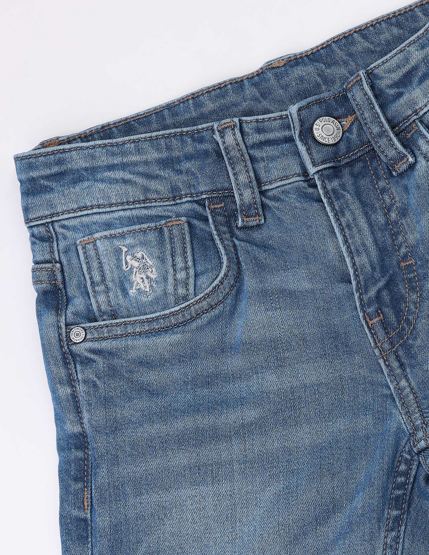 Slim Fit Whiskered Jeans Blue - U.S. Polo Assn. India | Large